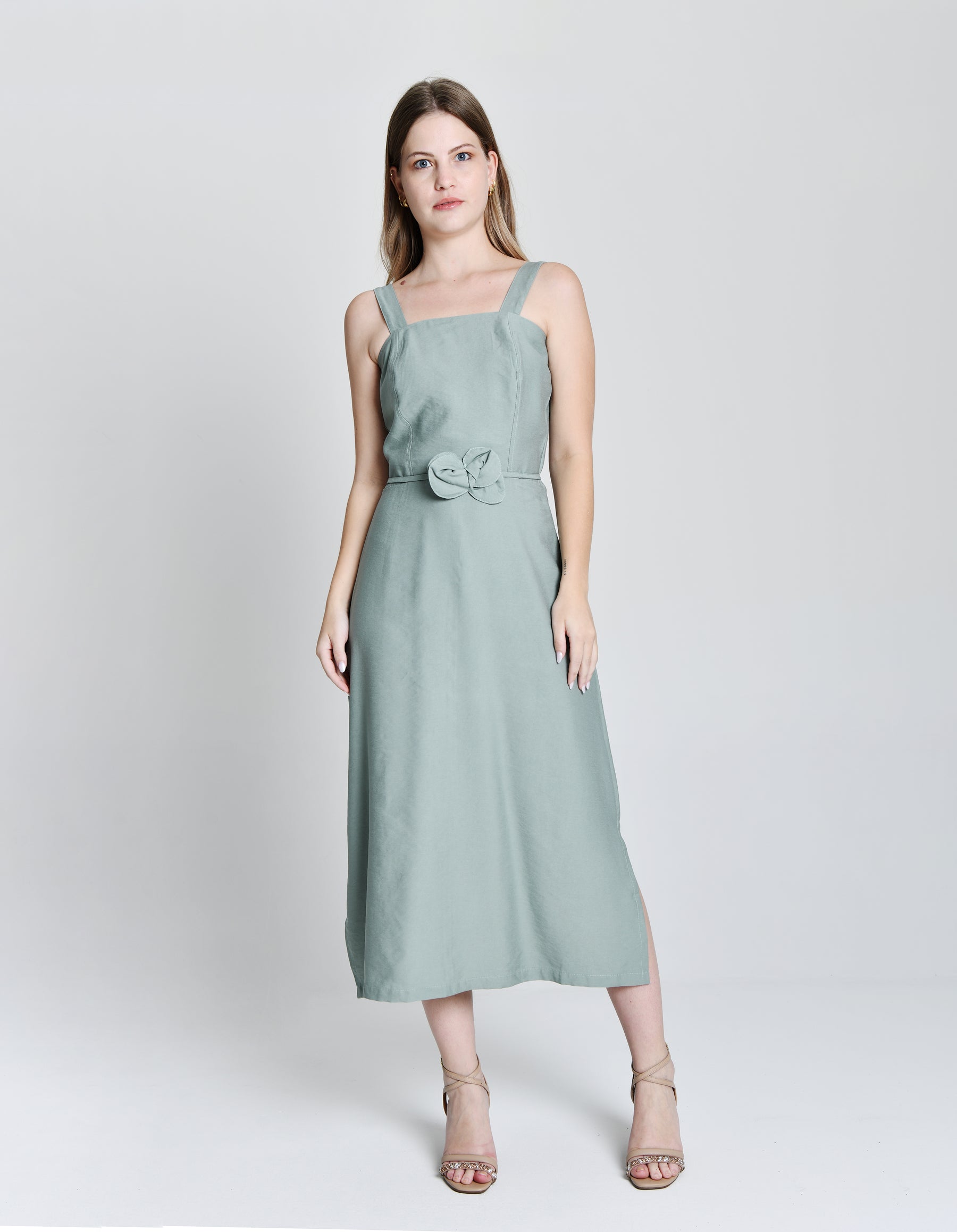 Vestido Alfaiataria Cinto Flor Cod 6000952