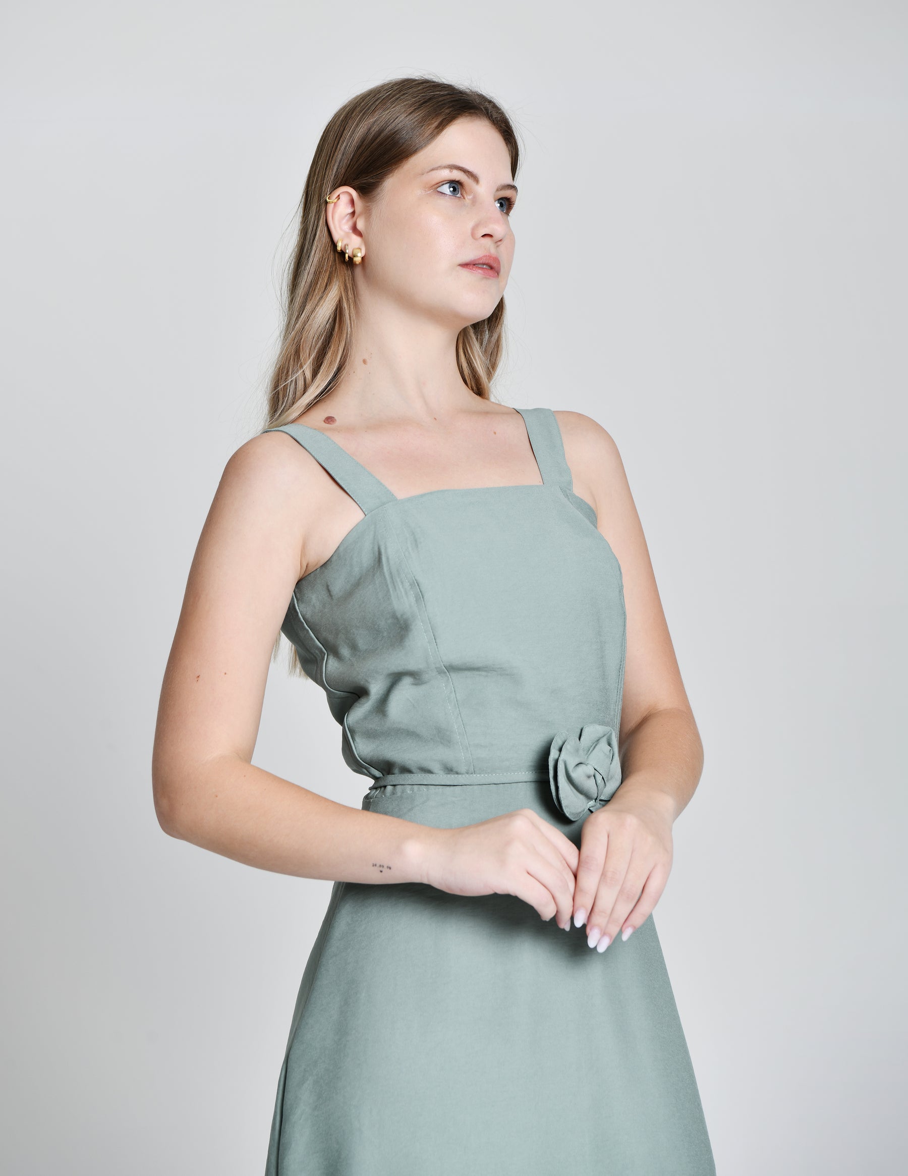 Vestido Alfaiataria Cinto Flor Cod 6000952