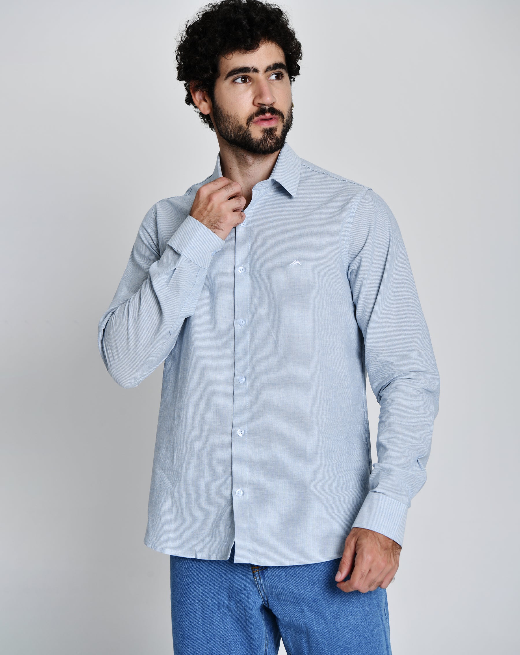 Camisa Masculina Social Fit Listrada Azul 25050