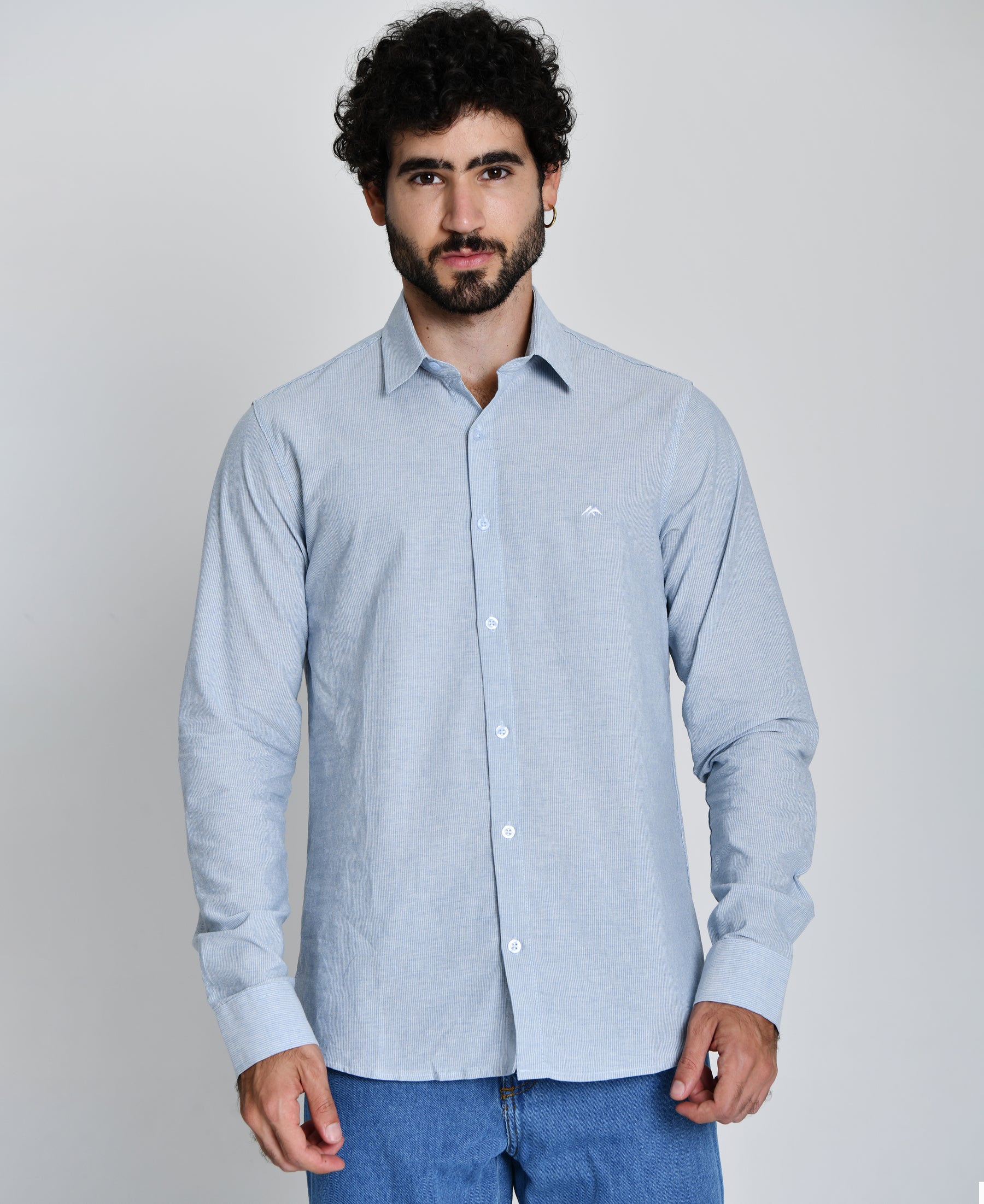 Camisa Masculina Social Fit Listrada Azul 25050