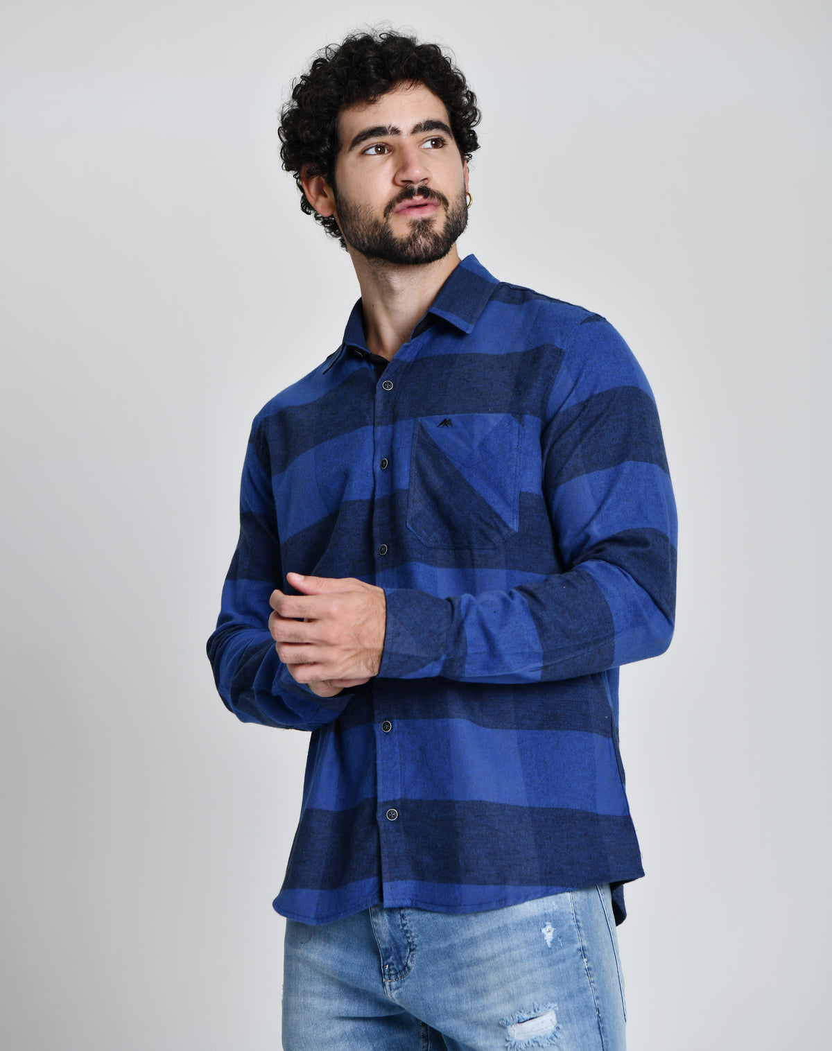 Camisa Masculina Xadrez Manga Longa 19019