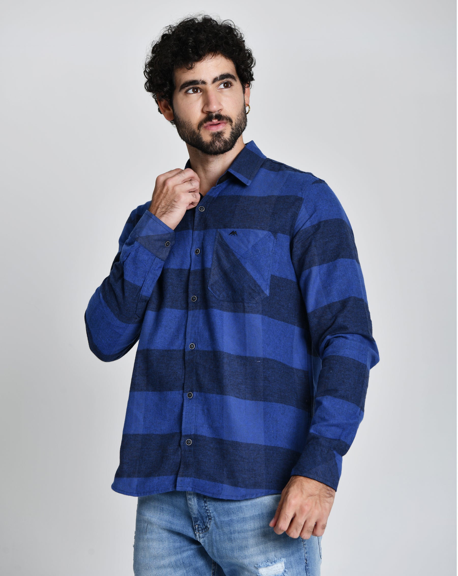 Camisa Masculina Xadrez Manga Longa 19019