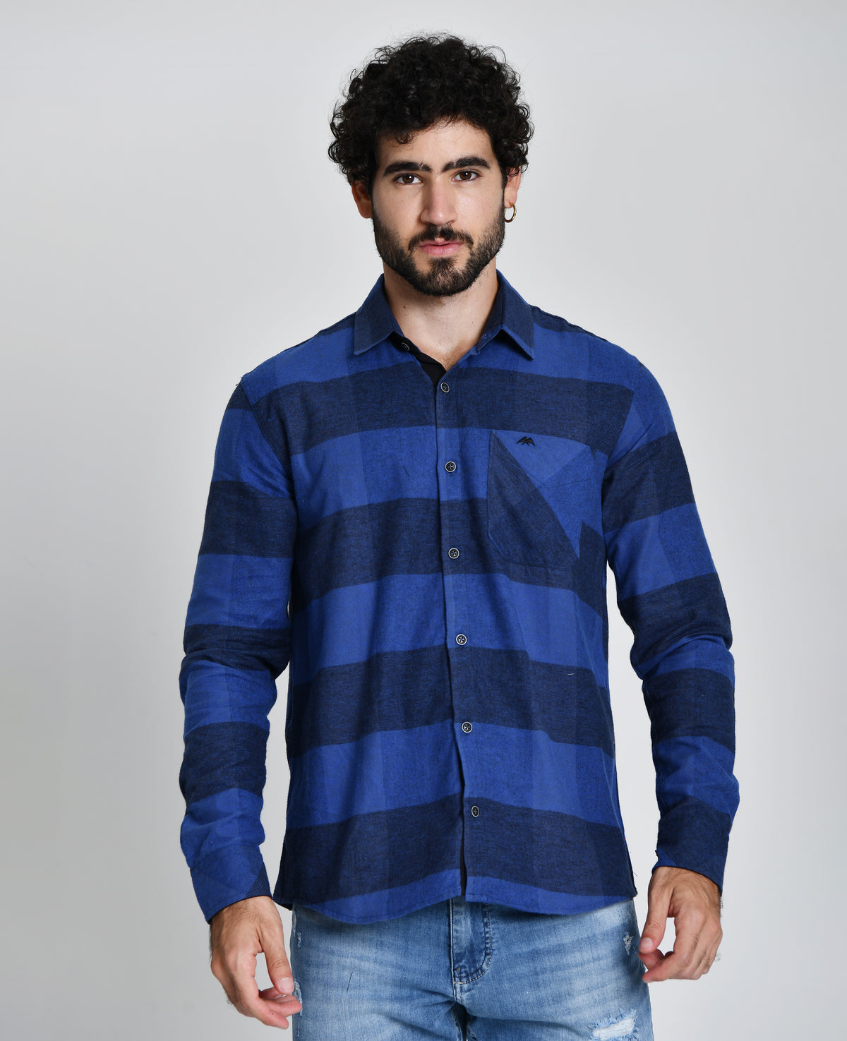 Camisa Masculina Xadrez Manga Longa 19019