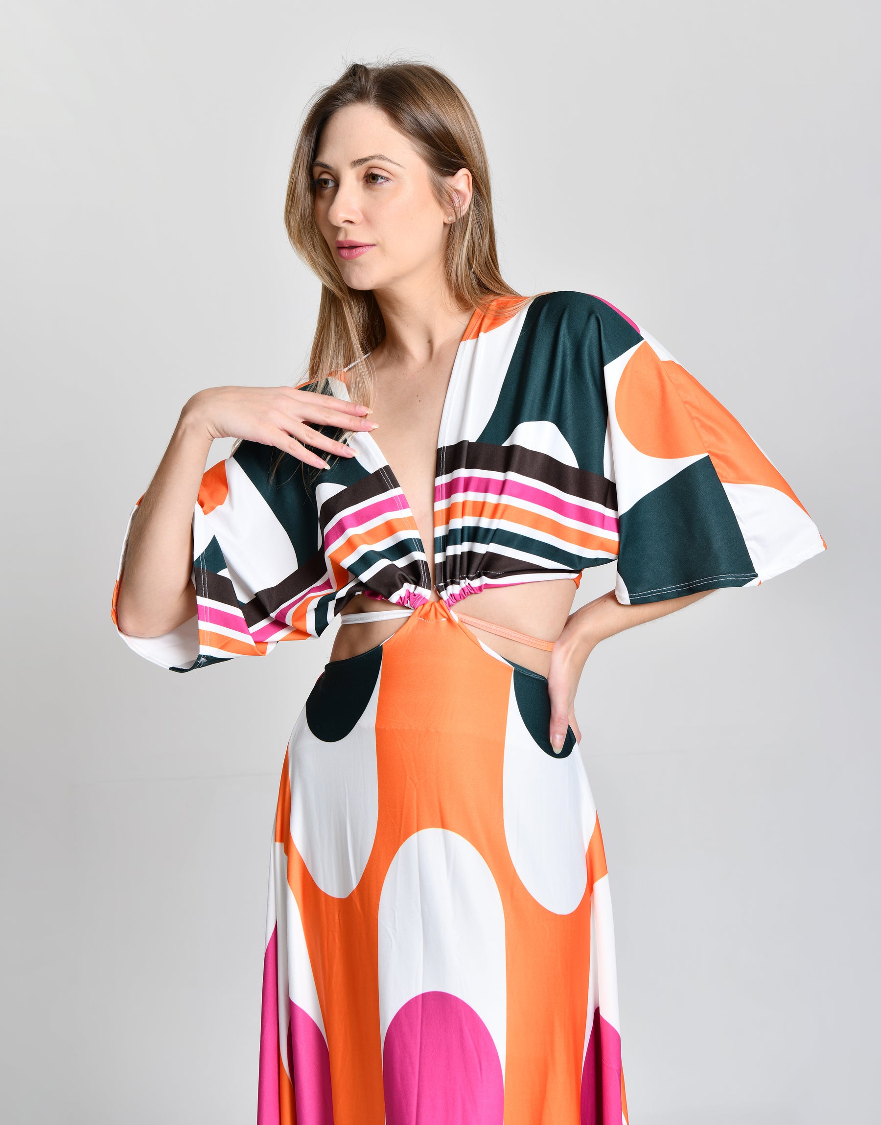 Vestido Multicolor Alto Padrão Gring cod 000577