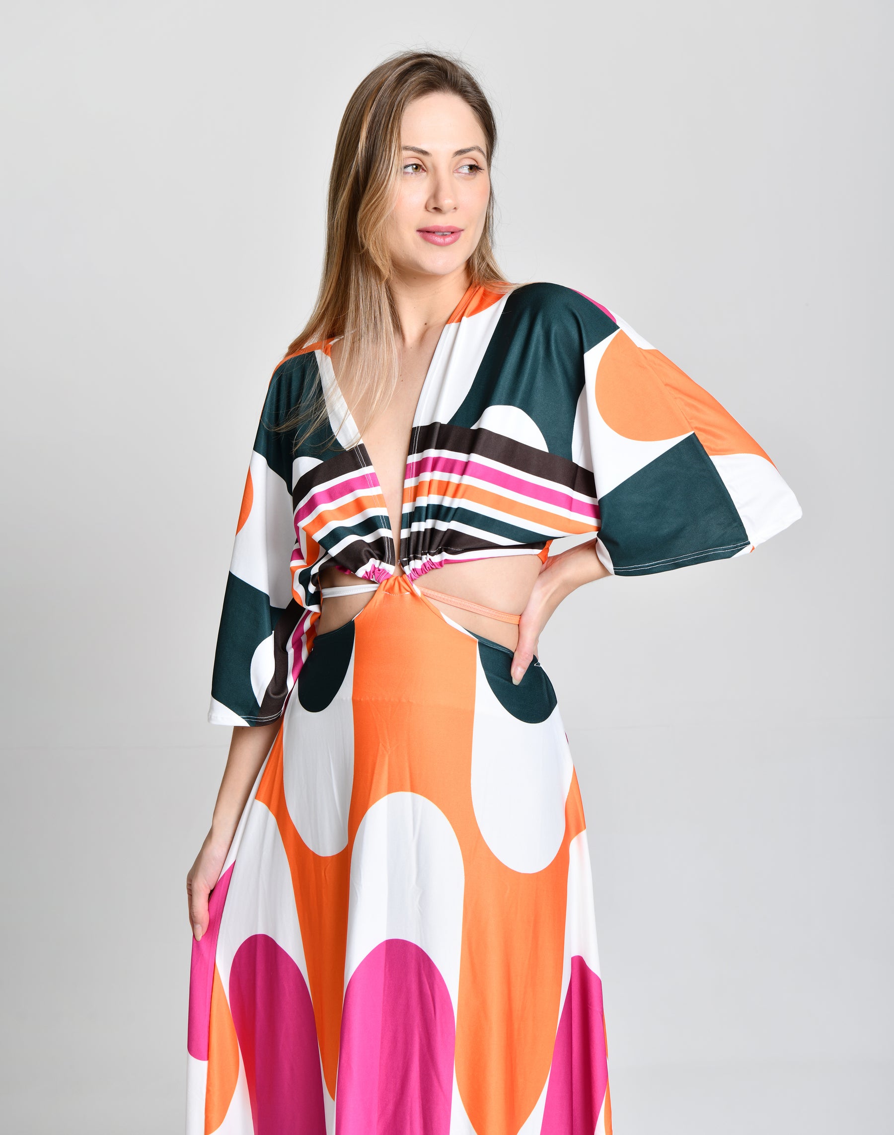 Vestido Multicolor Alto Padrão Gring cod 000577