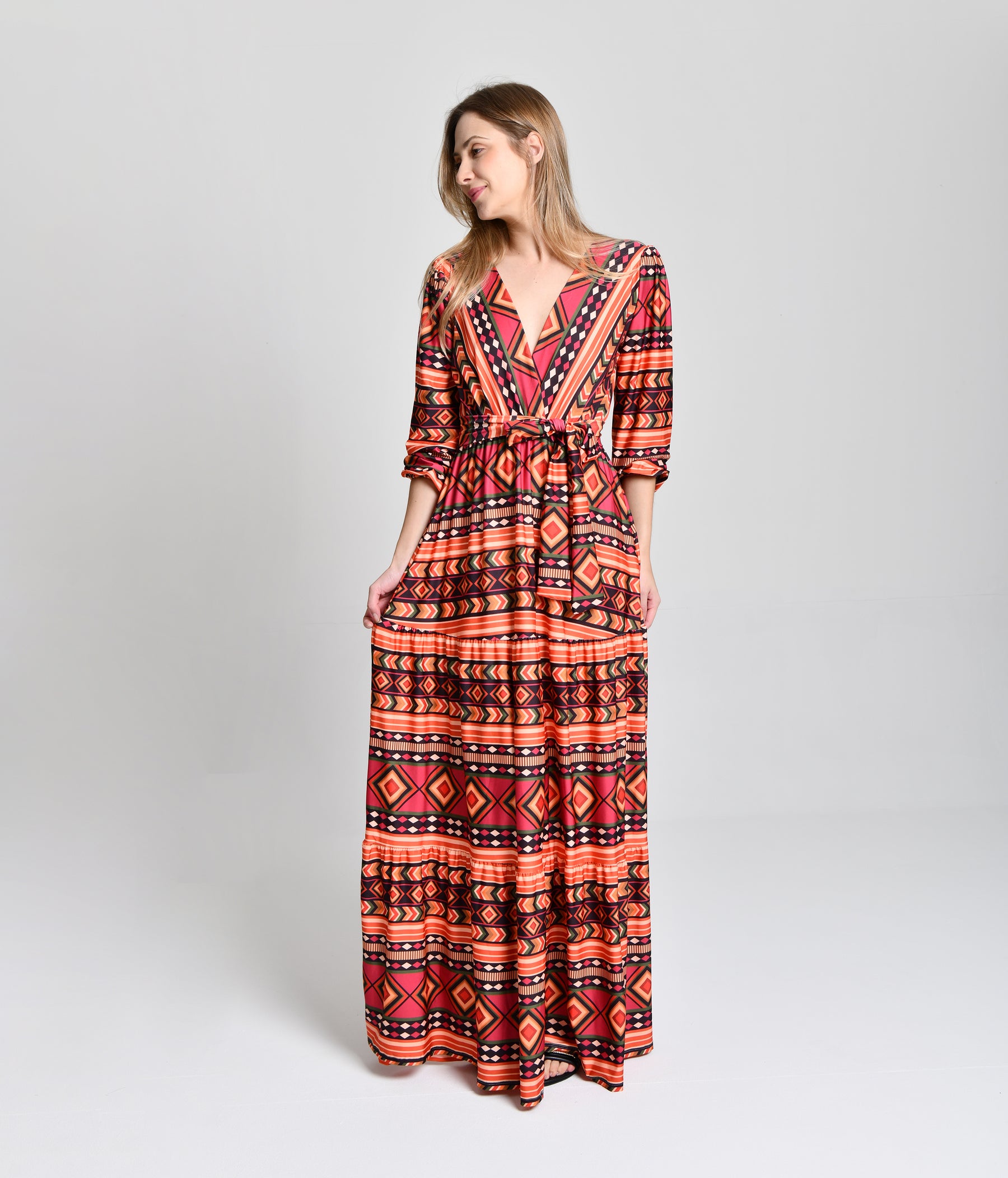 Vestido Hippie Multicolor Alto Padrão cod 000261