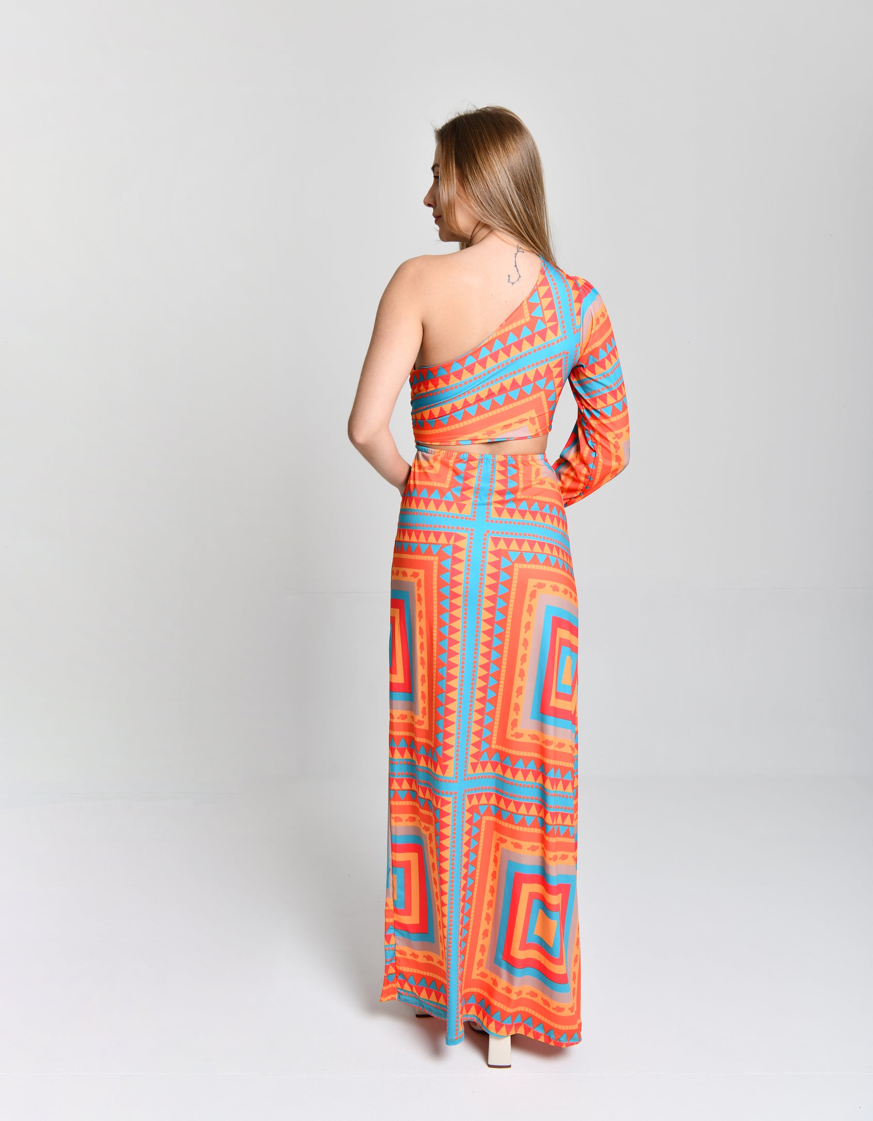 Vestido Longo Multicolor Uma Alça cod 000265