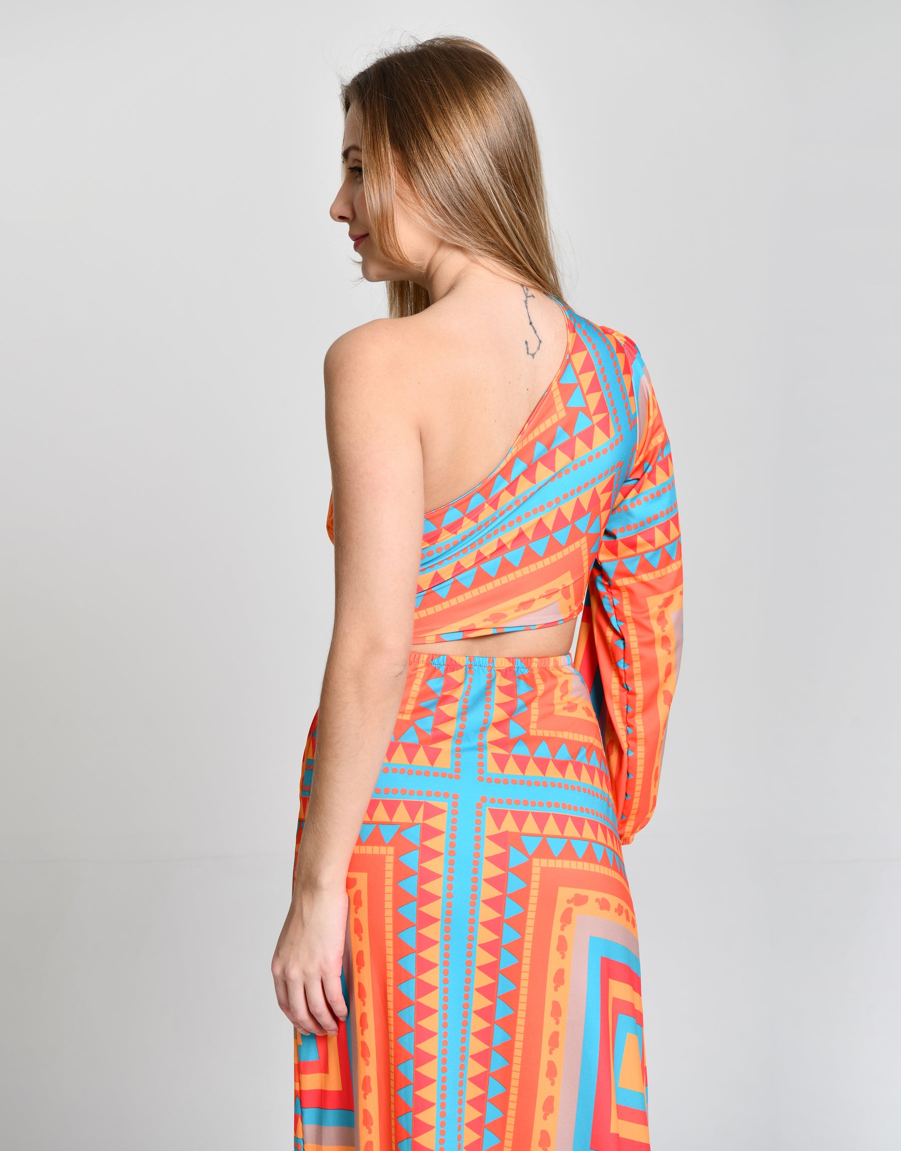 Vestido Longo Multicolor Uma Alça cod 000265