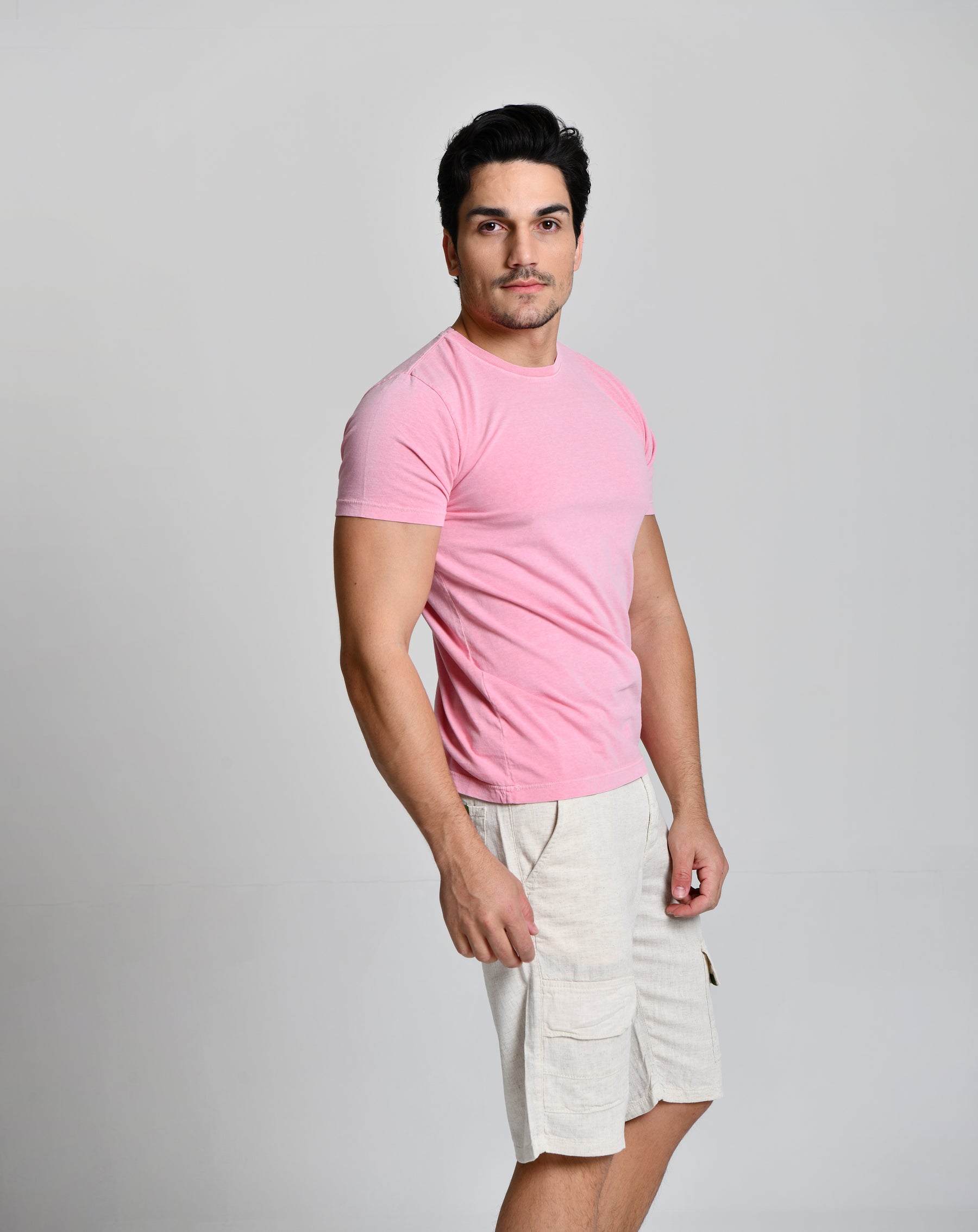 Camisa Básica Masculina Rosa cod 000516
