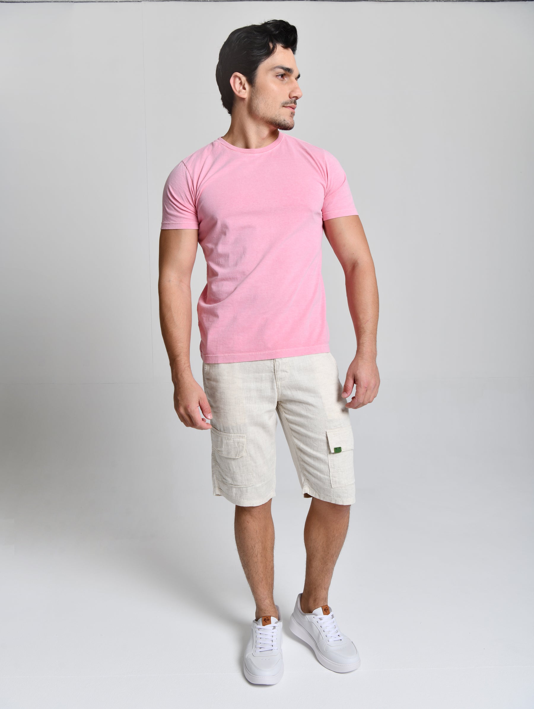 Camisa Básica Masculina Rosa cod 000516