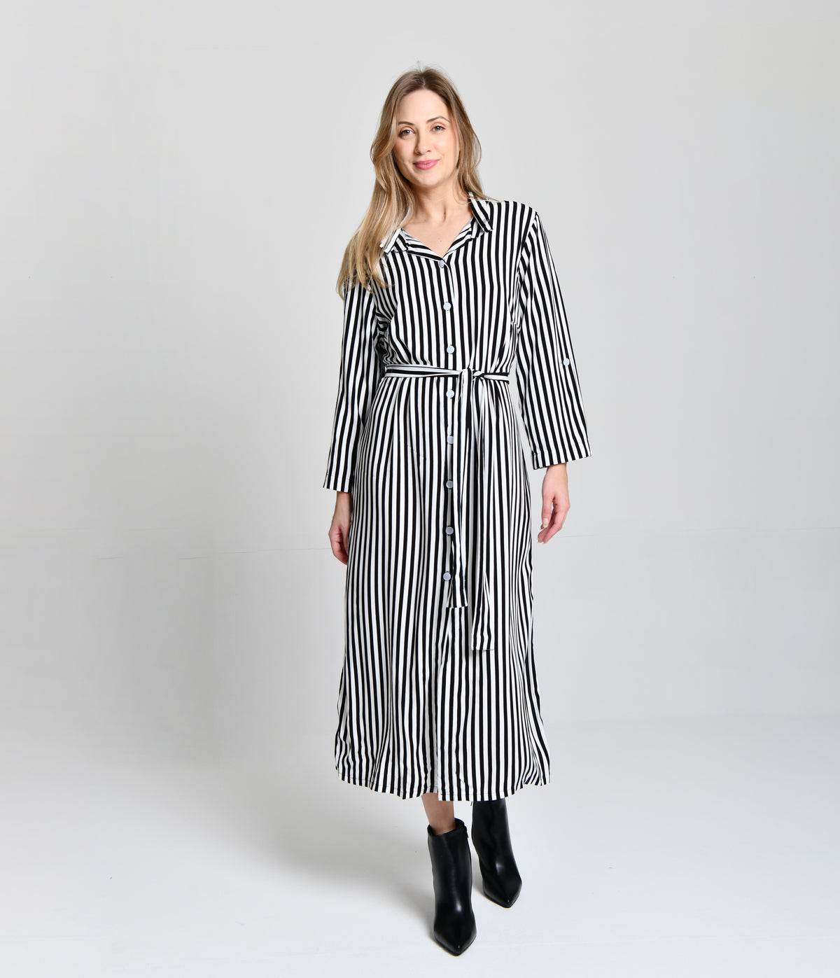 Vestido Listrado Preto e Branco cod 6000663