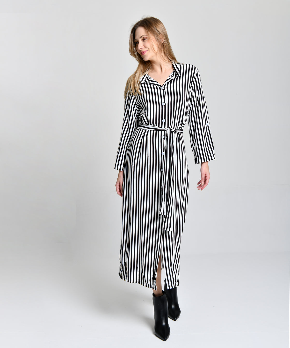 Vestido Listrado Preto e Branco cod 6000663