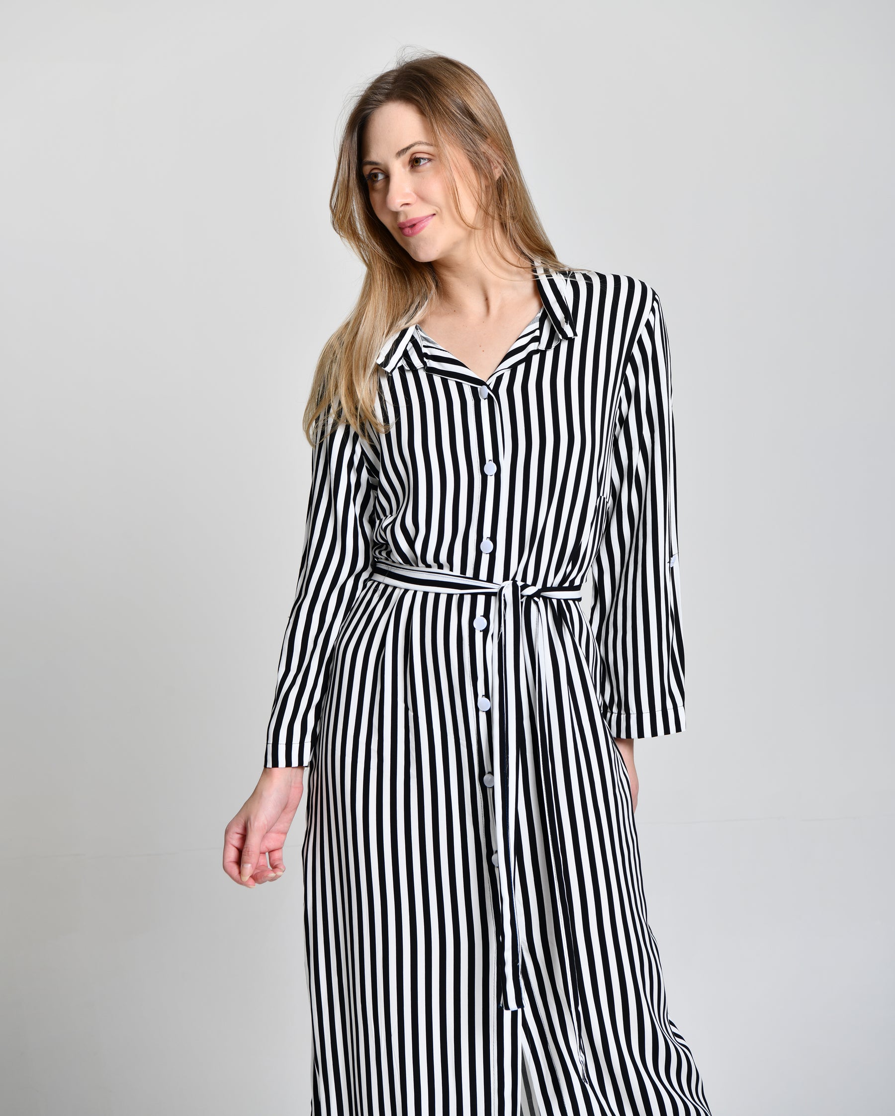 Vestido Listrado Preto e Branco cod 6000663