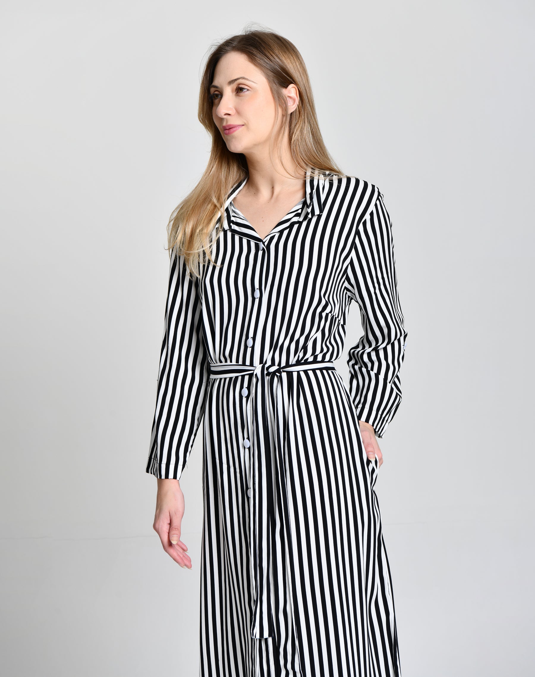 Vestido Listrado Preto e Branco cod 6000663