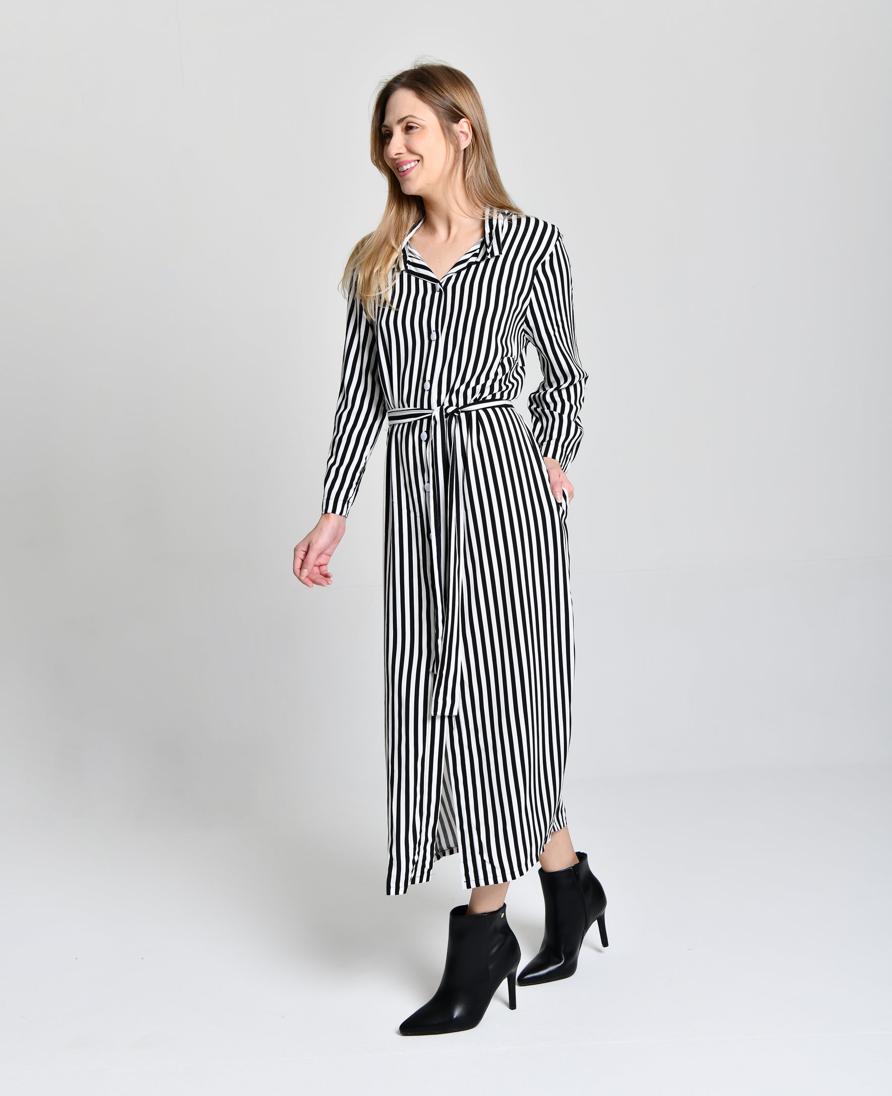 Vestido Listrado Preto e Branco cod 6000663