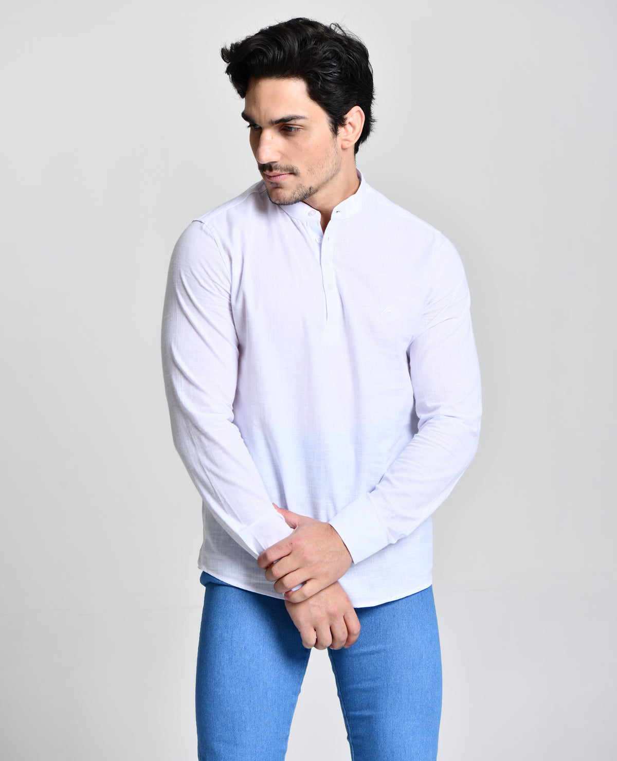 Camisa Gola Padre Manga Longa Branca 23054