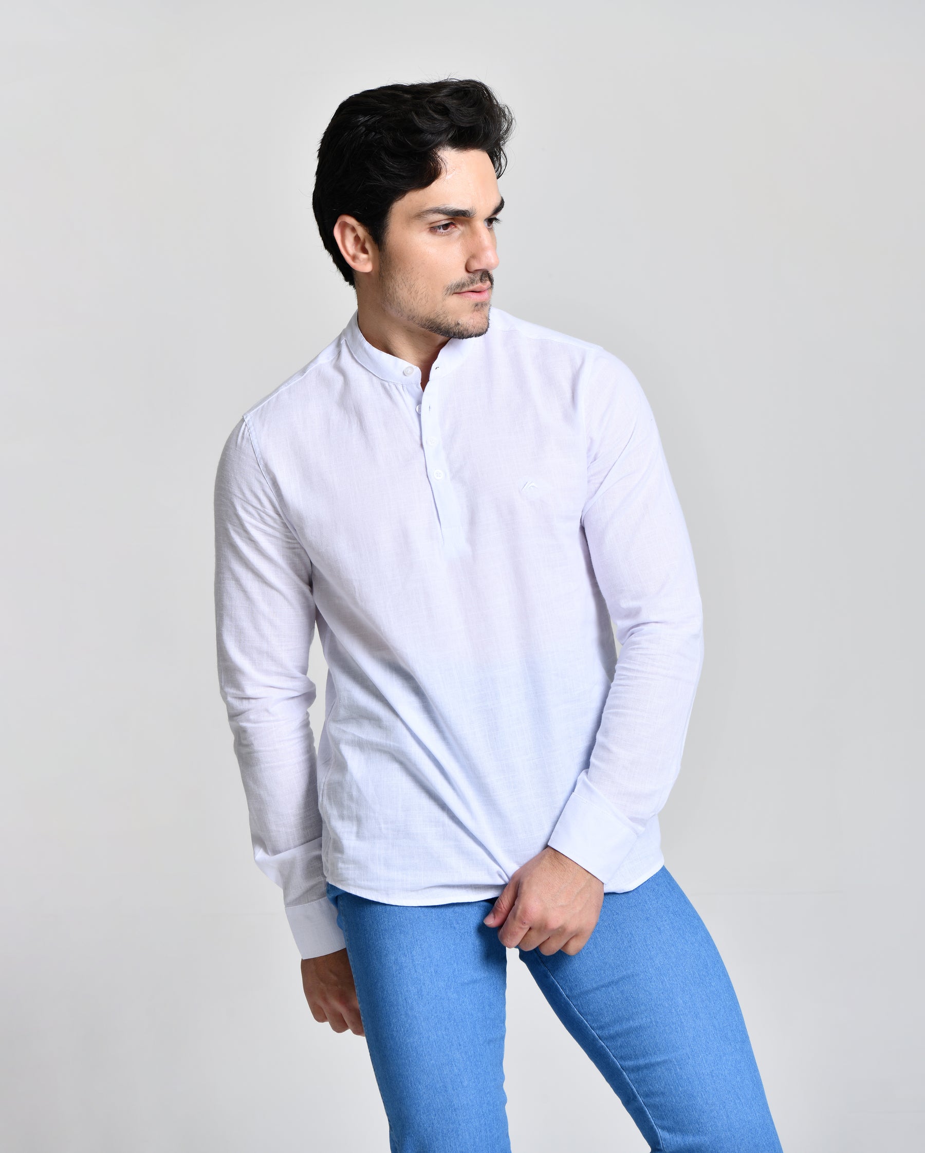 Camisa Gola Padre Manga Longa Branca 23054