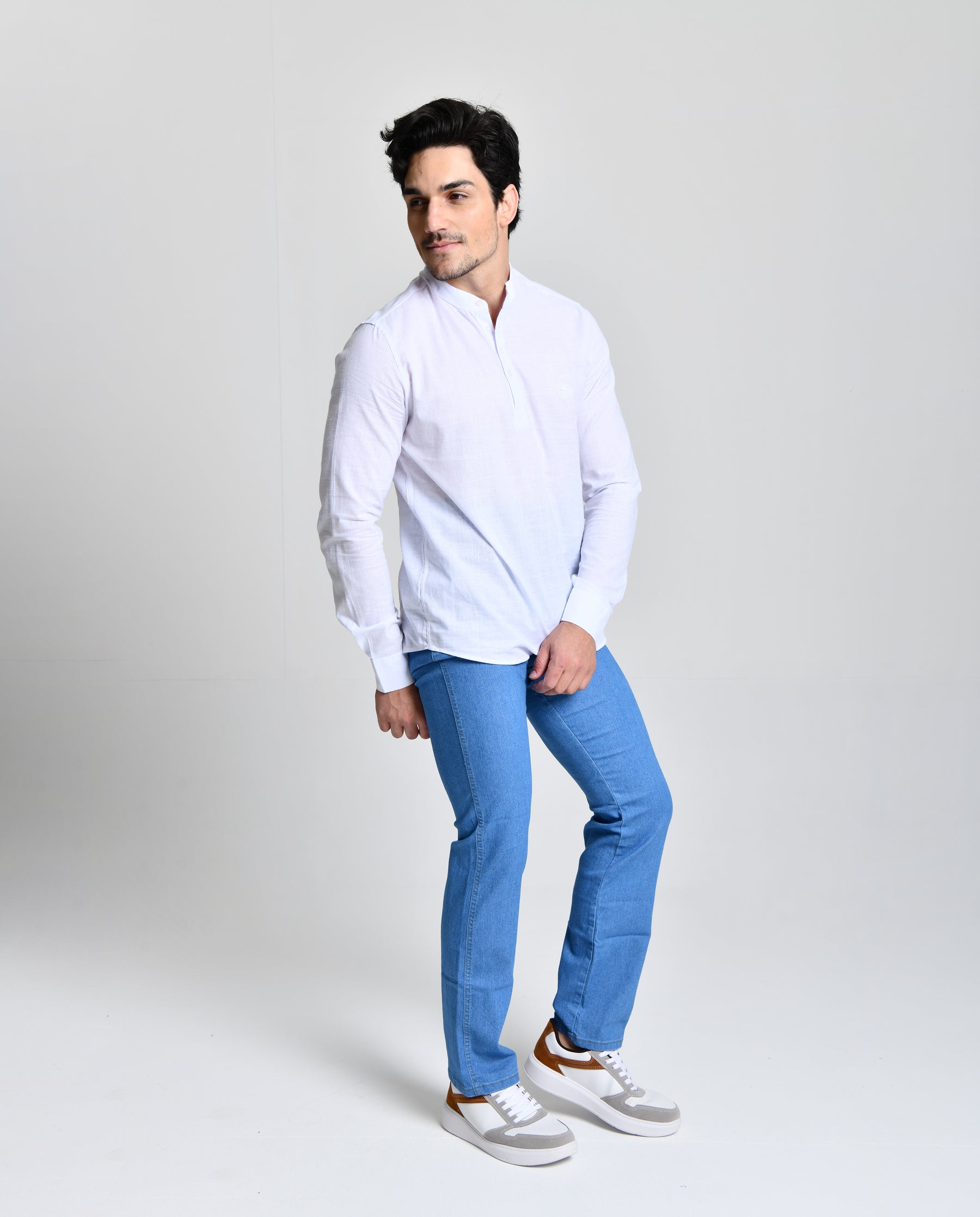 Camisa Gola Padre Manga Longa Branca 23054