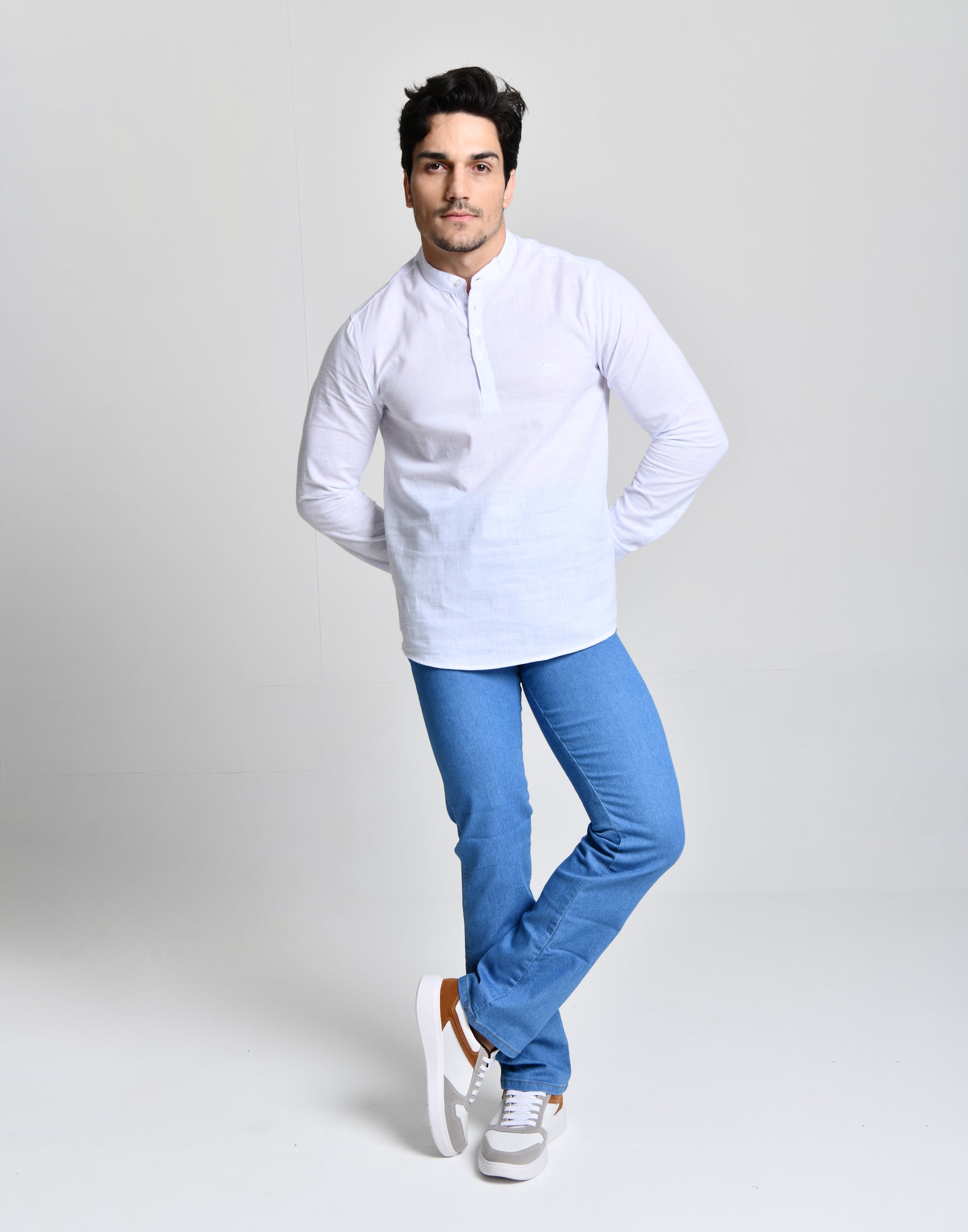 Camisa Gola Padre Manga Longa Branca 23054
