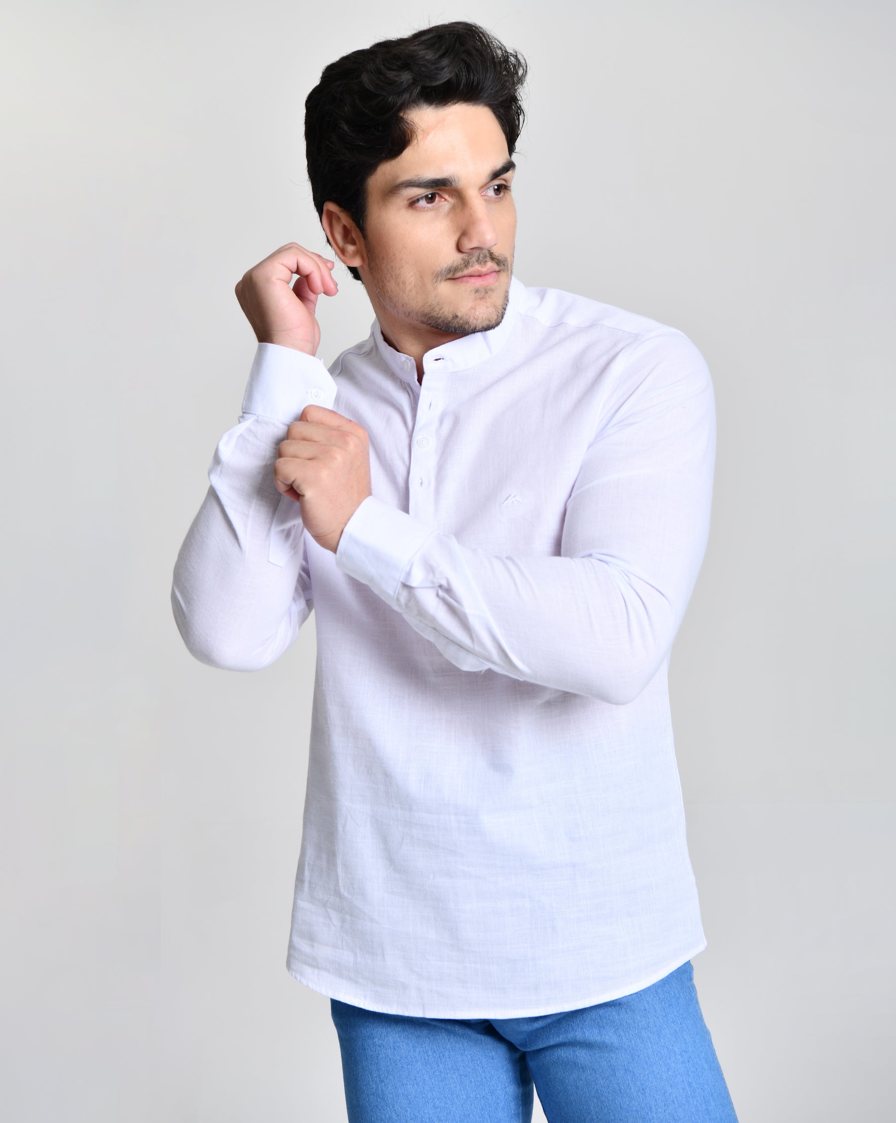 Camisa Gola Padre Manga Longa Branca 23054
