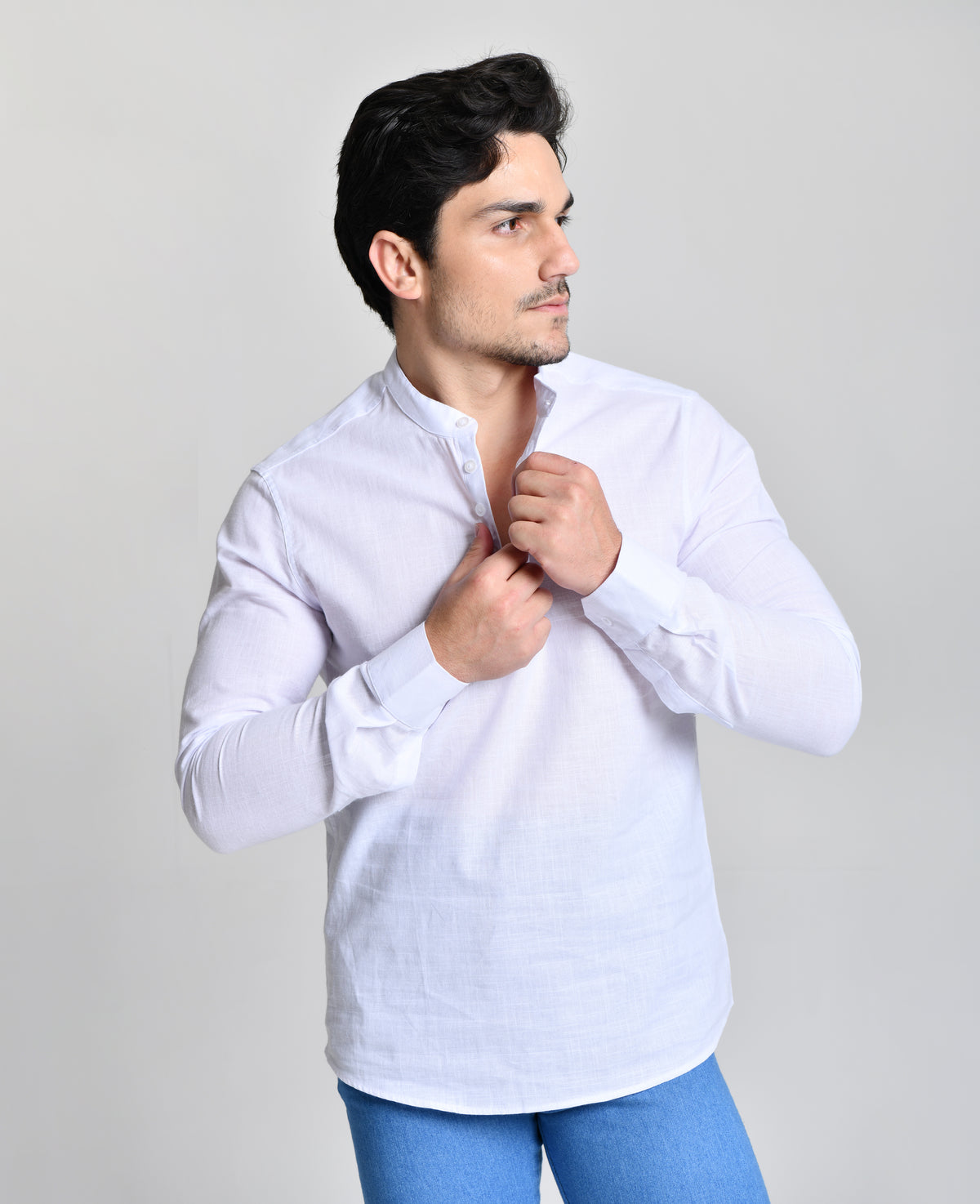 Camisa Gola Padre Manga Longa Branca 23054