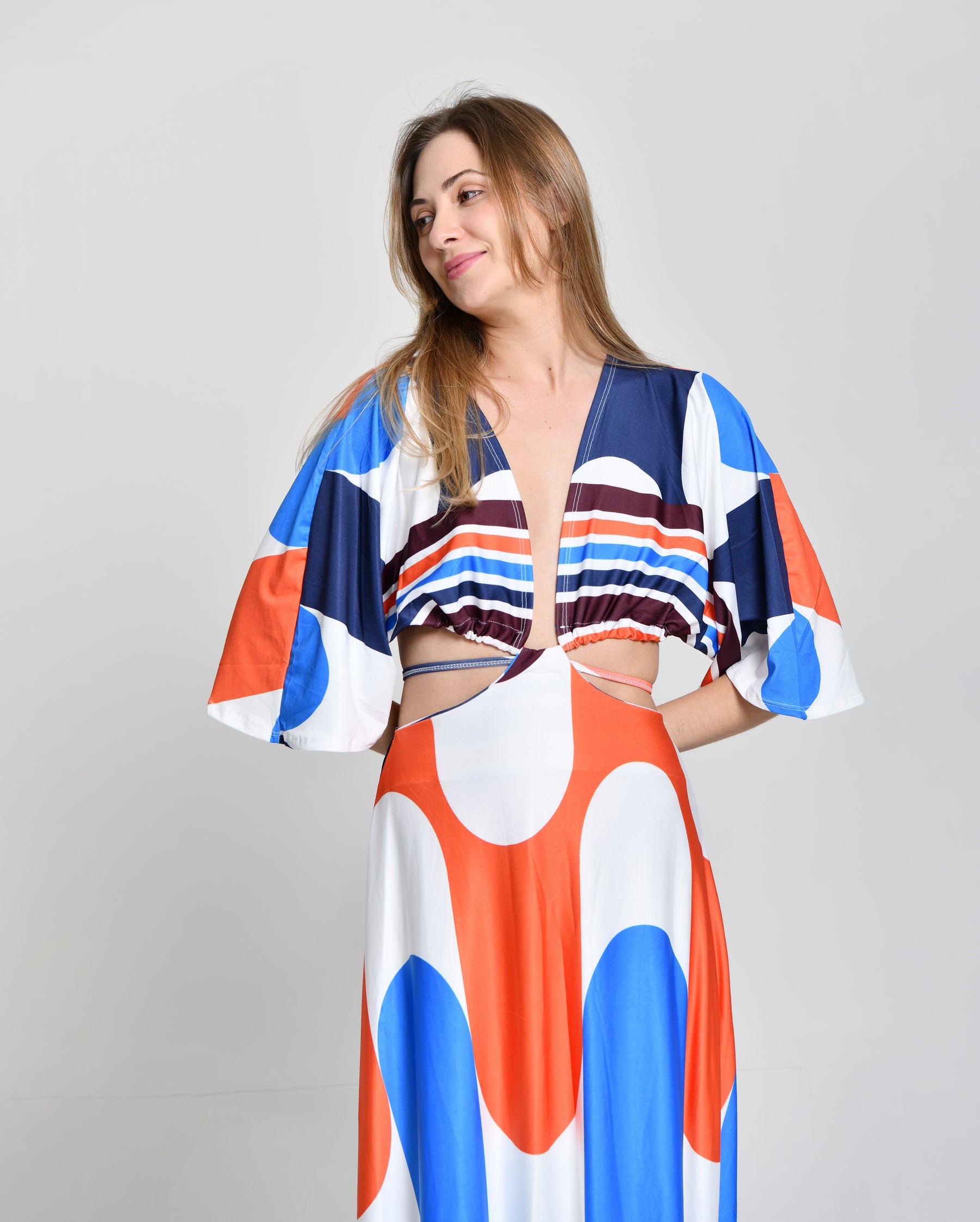 Vestido Multicolor Cintura Aberta cod 000578