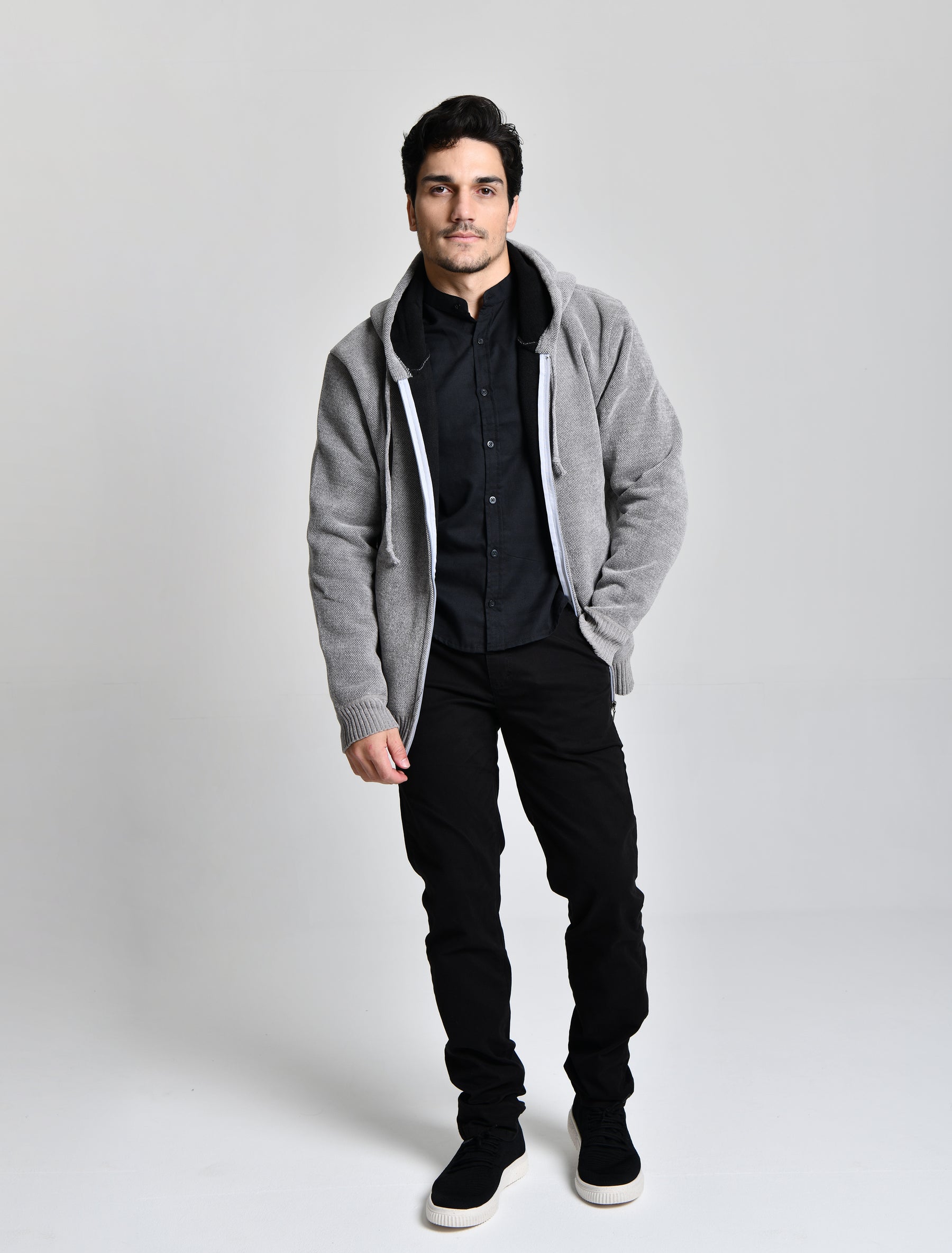 Jaqueta Estilo Lã Cinza Men Luxo cod 000451