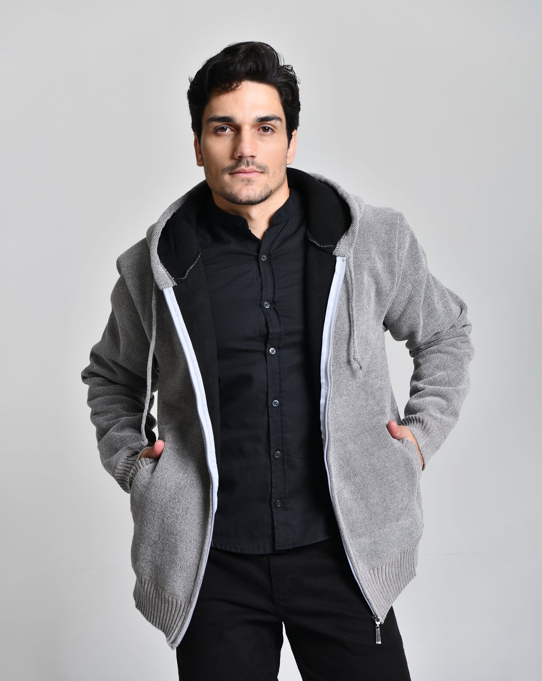 Jaqueta Estilo Lã Cinza Men Luxo cod 000451
