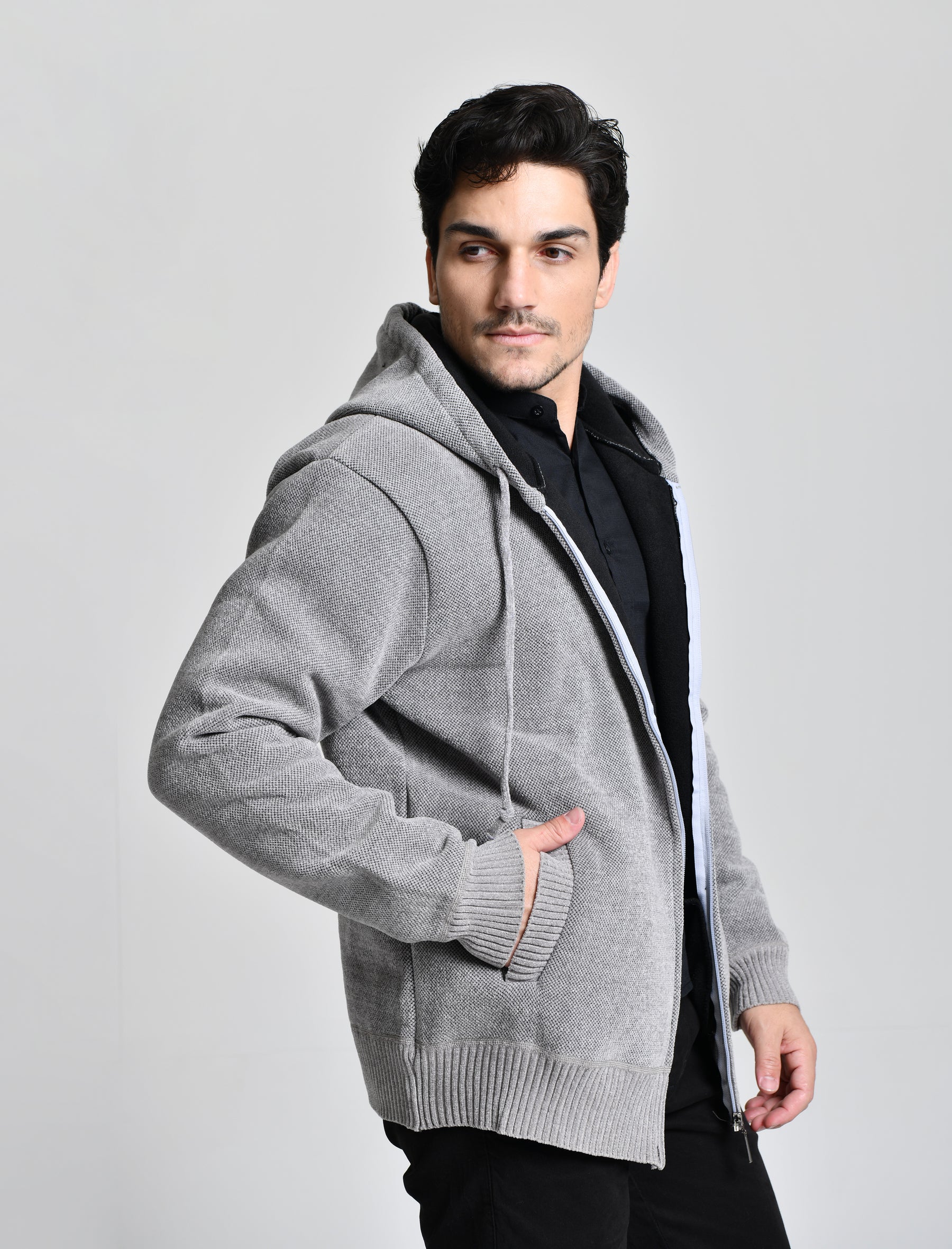 Jaqueta Estilo Lã Cinza Men Luxo cod 000451
