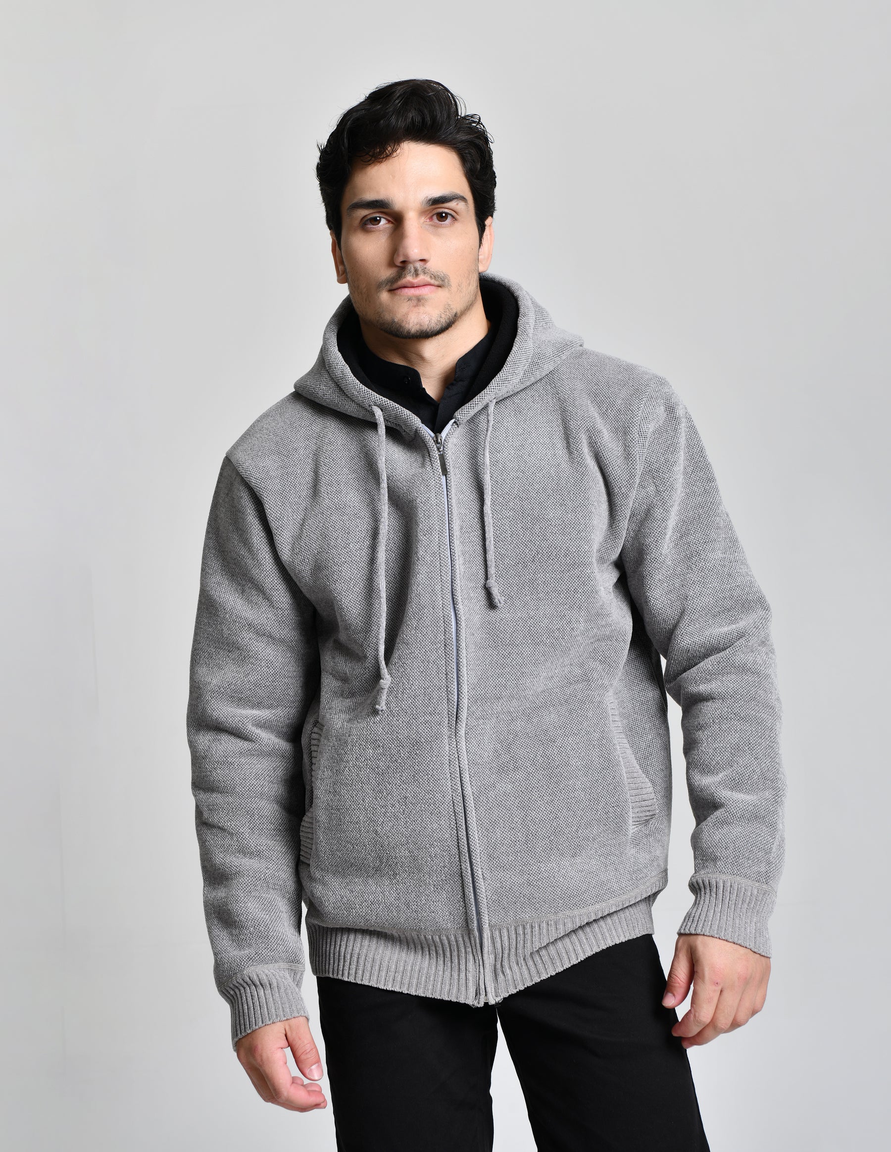 Jaqueta Estilo Lã Cinza Men Luxo cod 000451