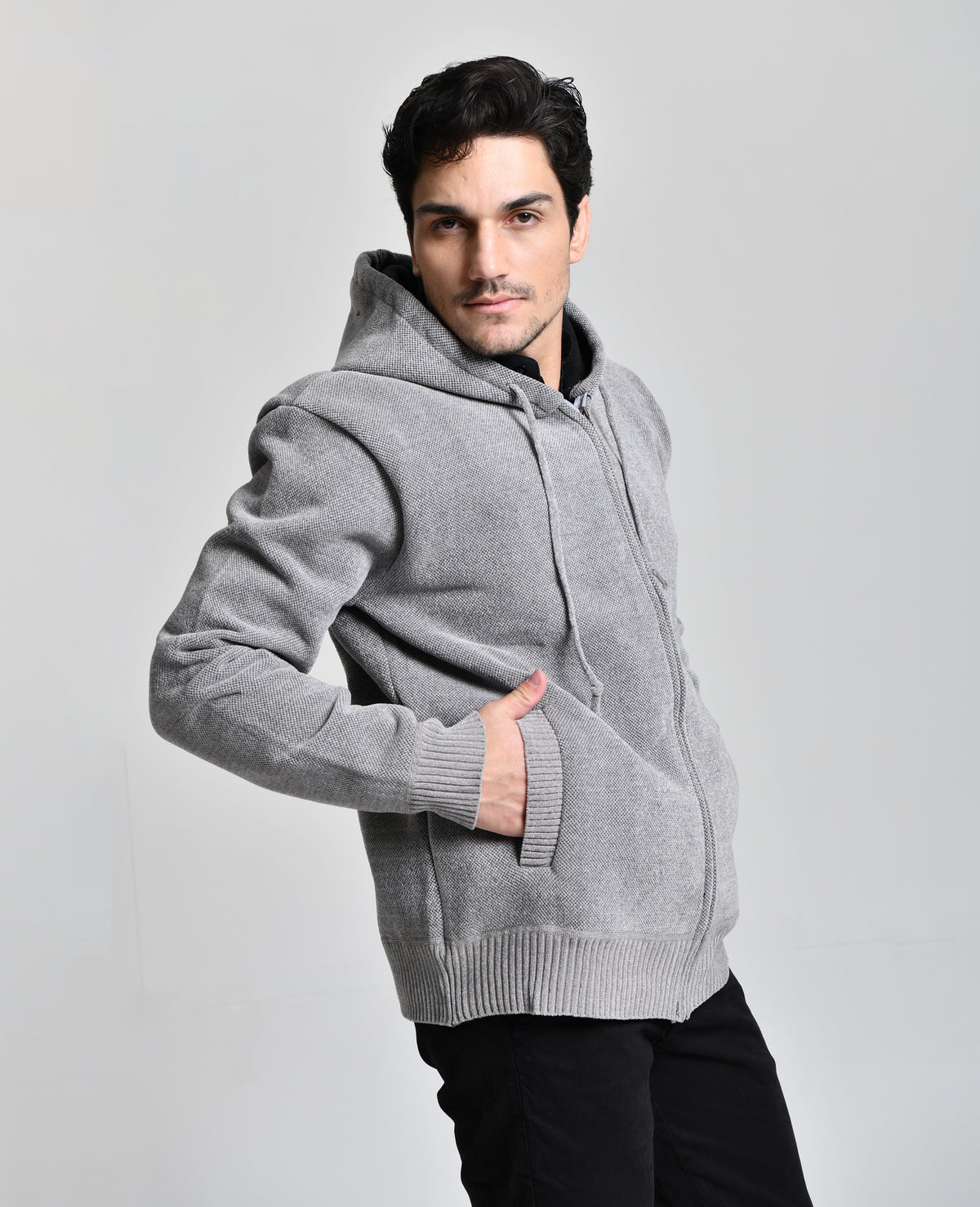Jaqueta Estilo Lã Cinza Men Luxo cod 000451