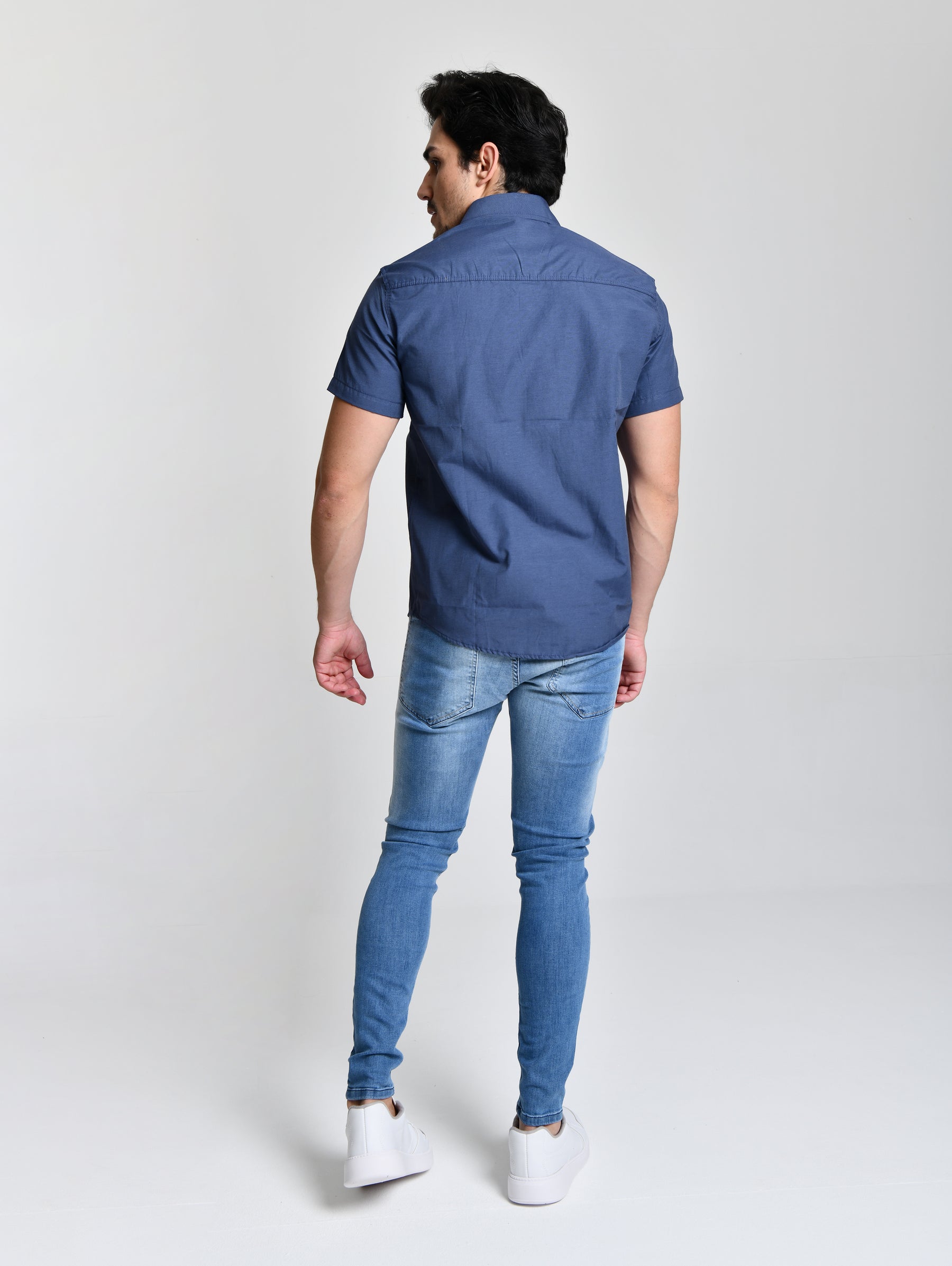 Camisa Blue Social Manga Curta cod 23513