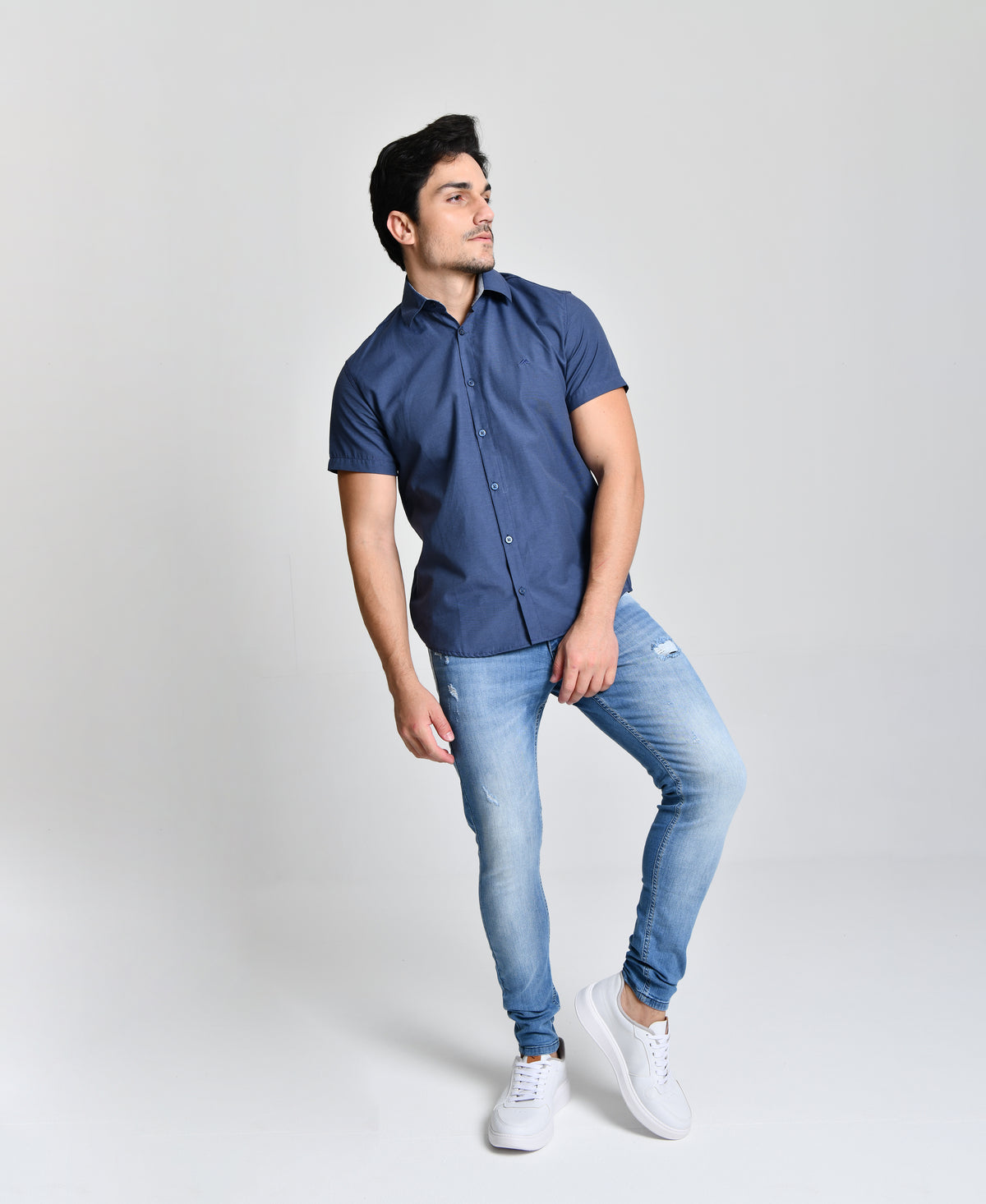 Camisa Blue Social Manga Curta cod 23513