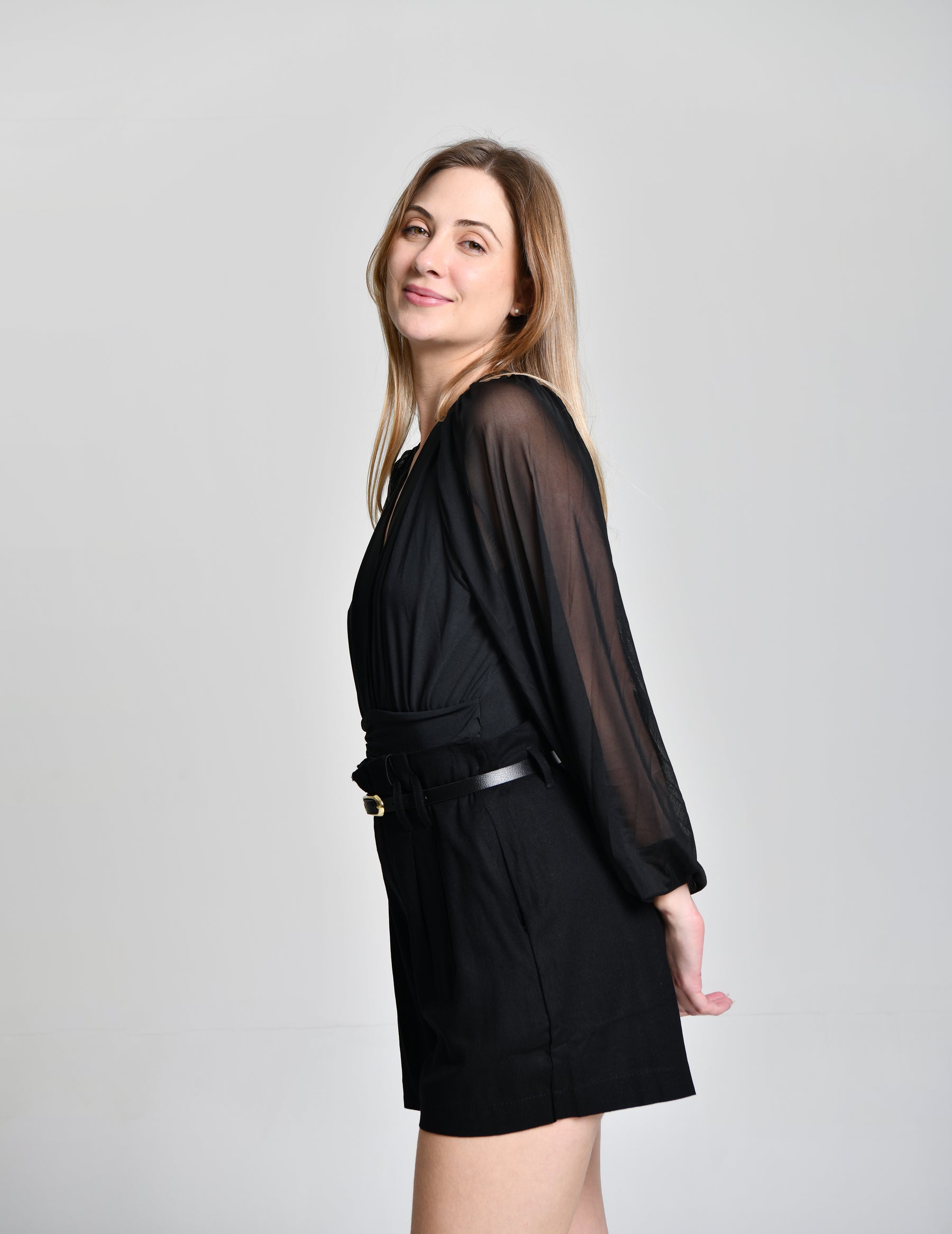 Short Linho Alfaiataria Preto cod 000654