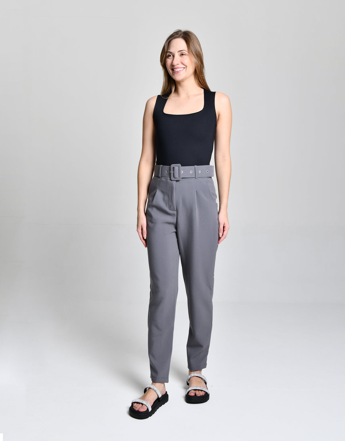 Calça Fem Alfaiataria C/ Cinto Grosso cod 000218