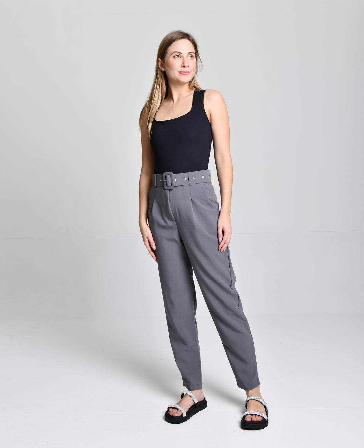 Calça Fem Alfaiataria C/ Cinto Grosso cod 000218