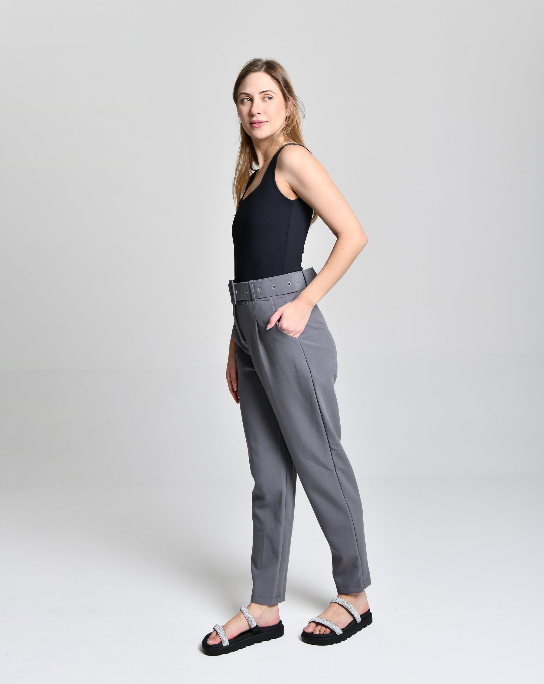 Calça Fem Alfaiataria C/ Cinto Grosso cod 000218