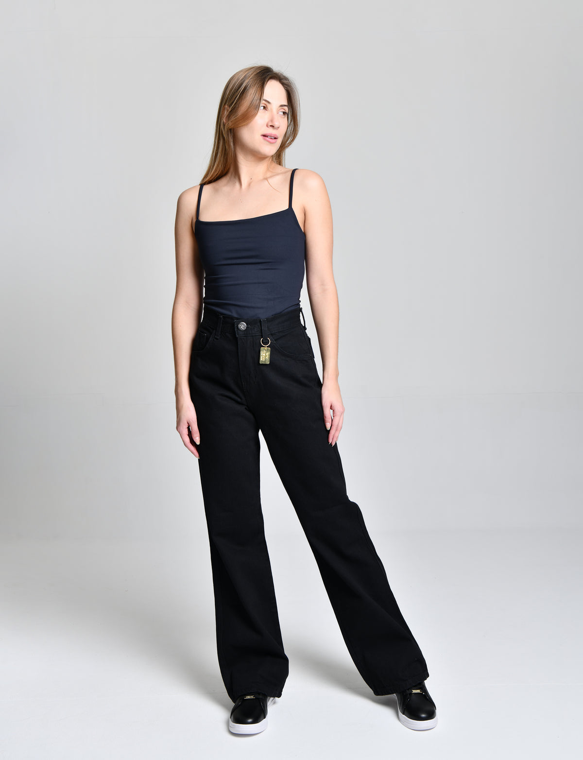 Calça Jeans Preta Boca Larga HiLL CMP46