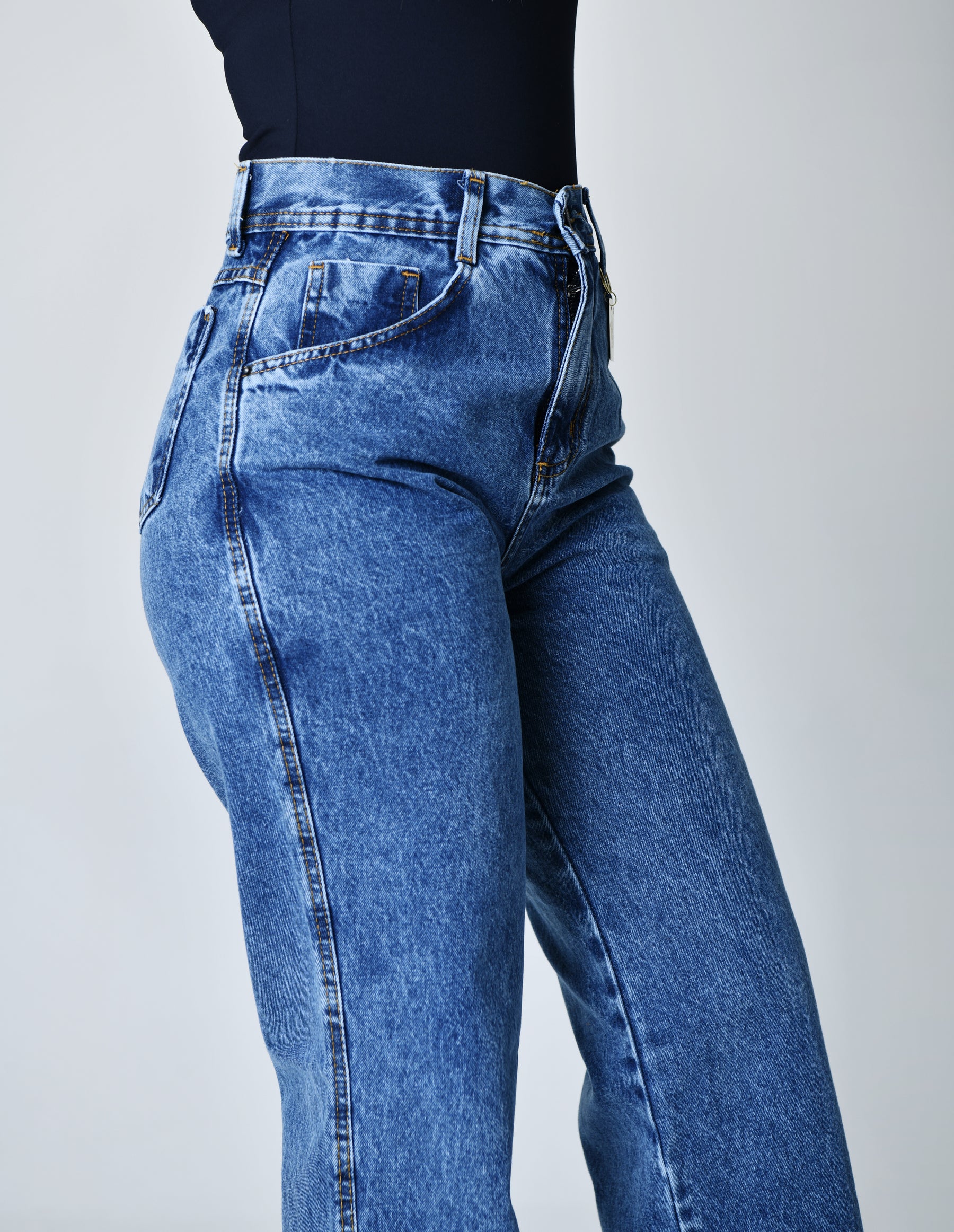 Calça Wide Leg Jeans Médio