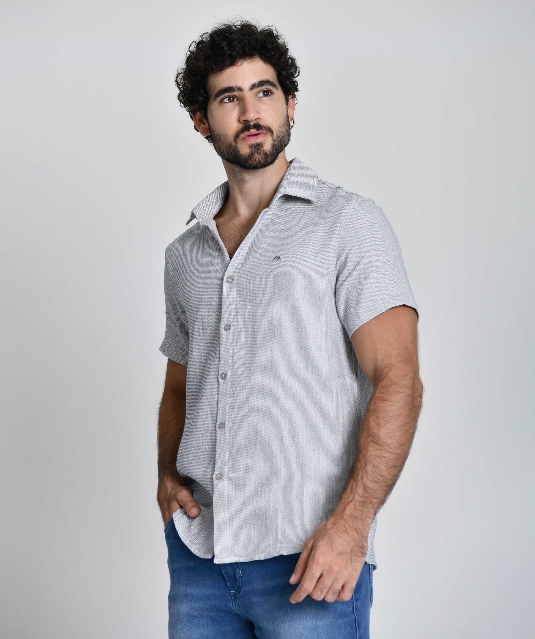 Camisa Social Manga Curta 100% Algodão