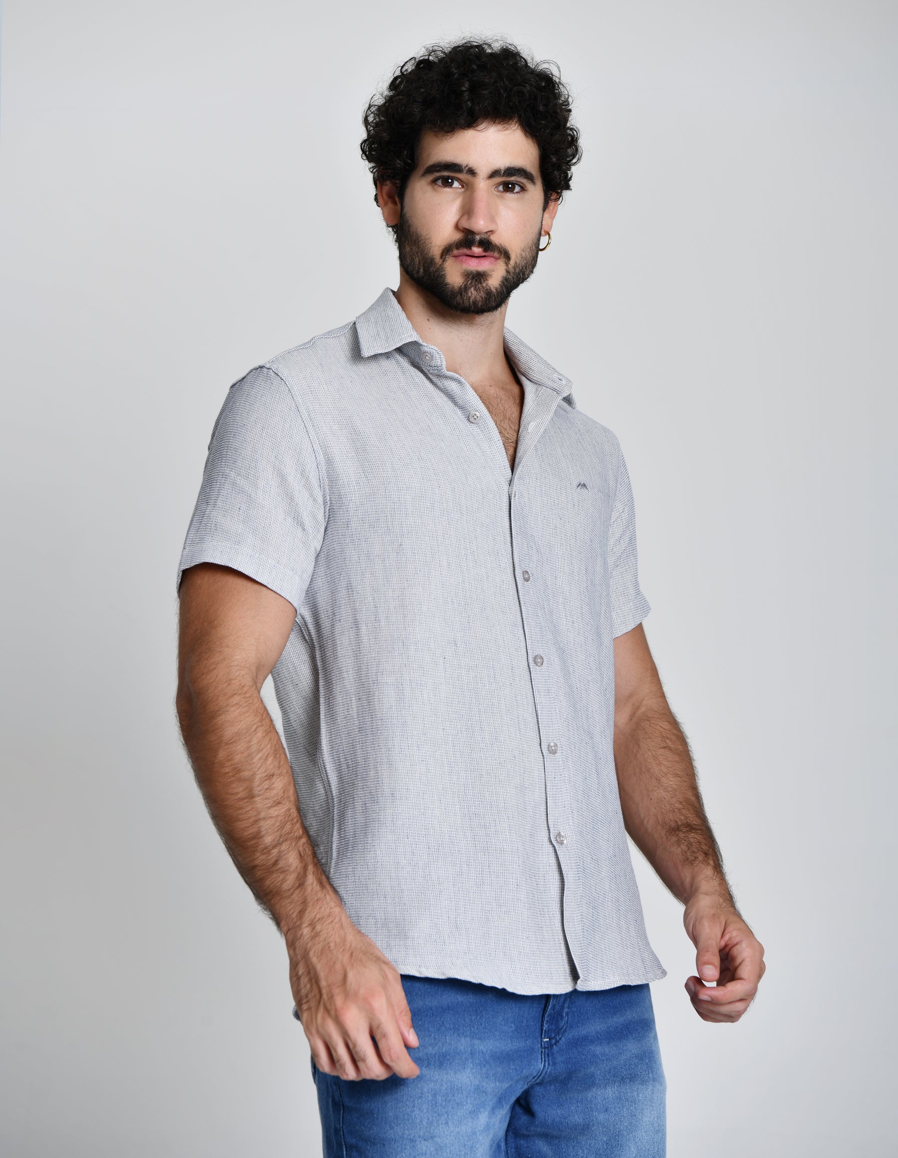 Camisa Social Manga Curta 100% Algodão