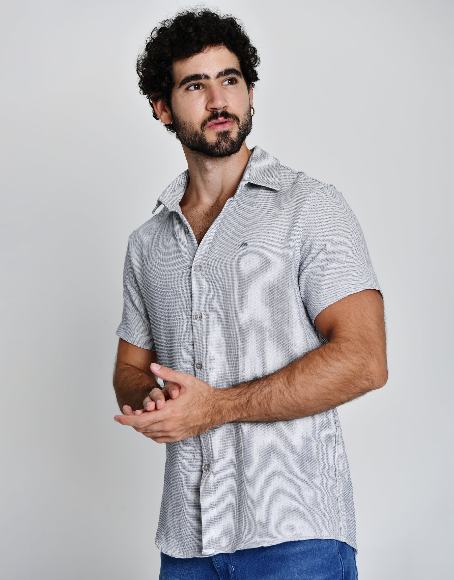 Camisa Social Manga Curta 100% Algodão