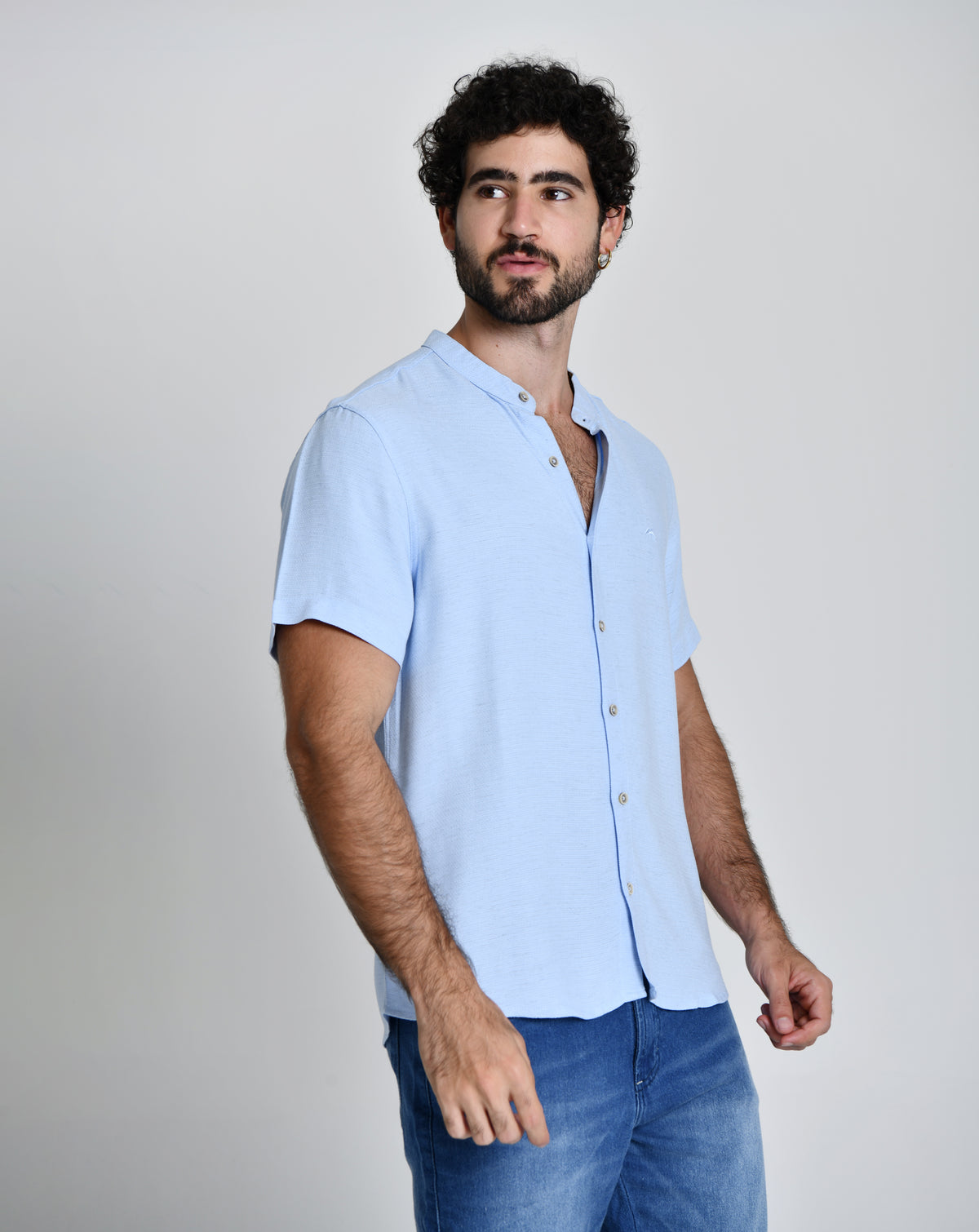 Camisa Social Gola Padre Azul Claro