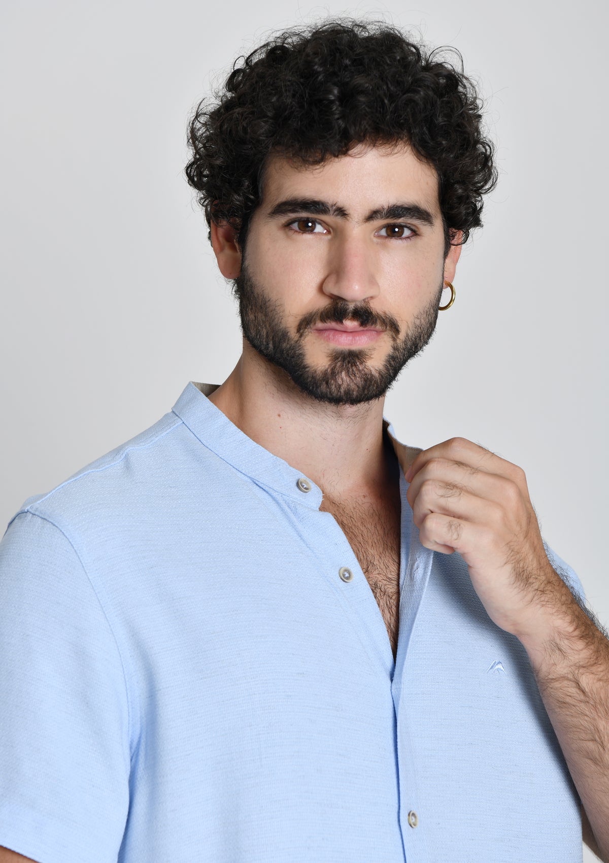 Camisa Social Gola Padre Azul Claro