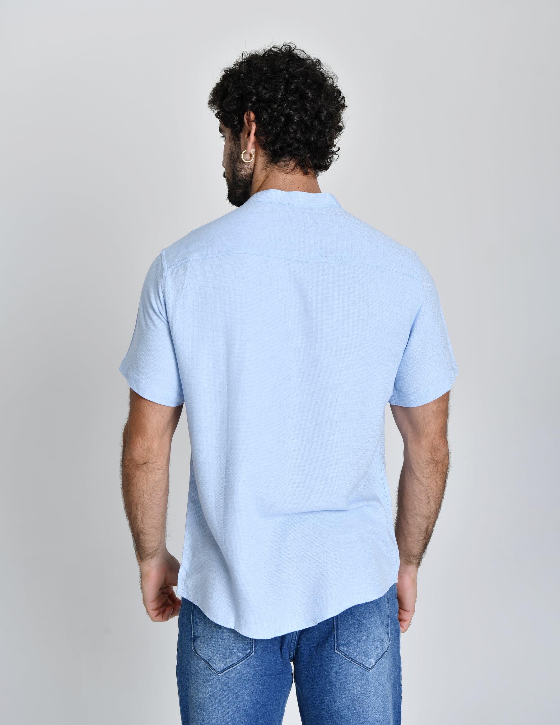 Camisa Social Gola Padre Azul Claro