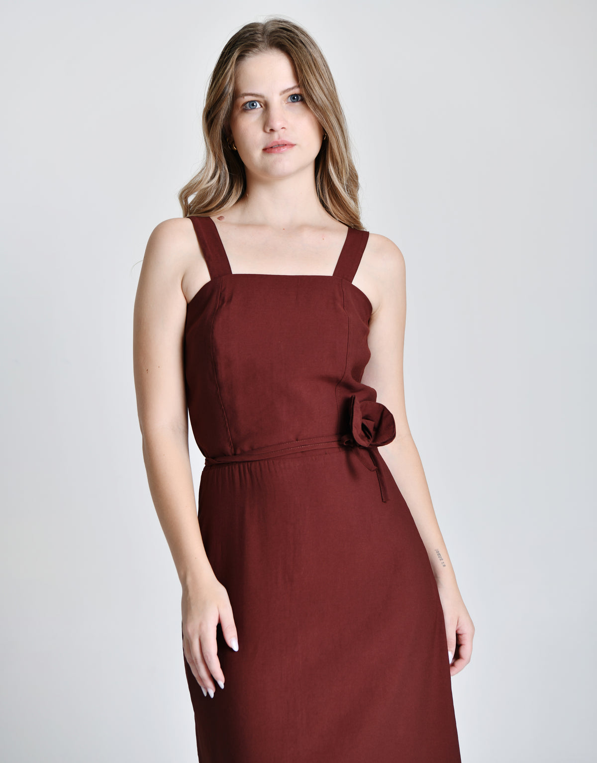 Vestido Alfaiataria Cinto Flor Cod 6000952