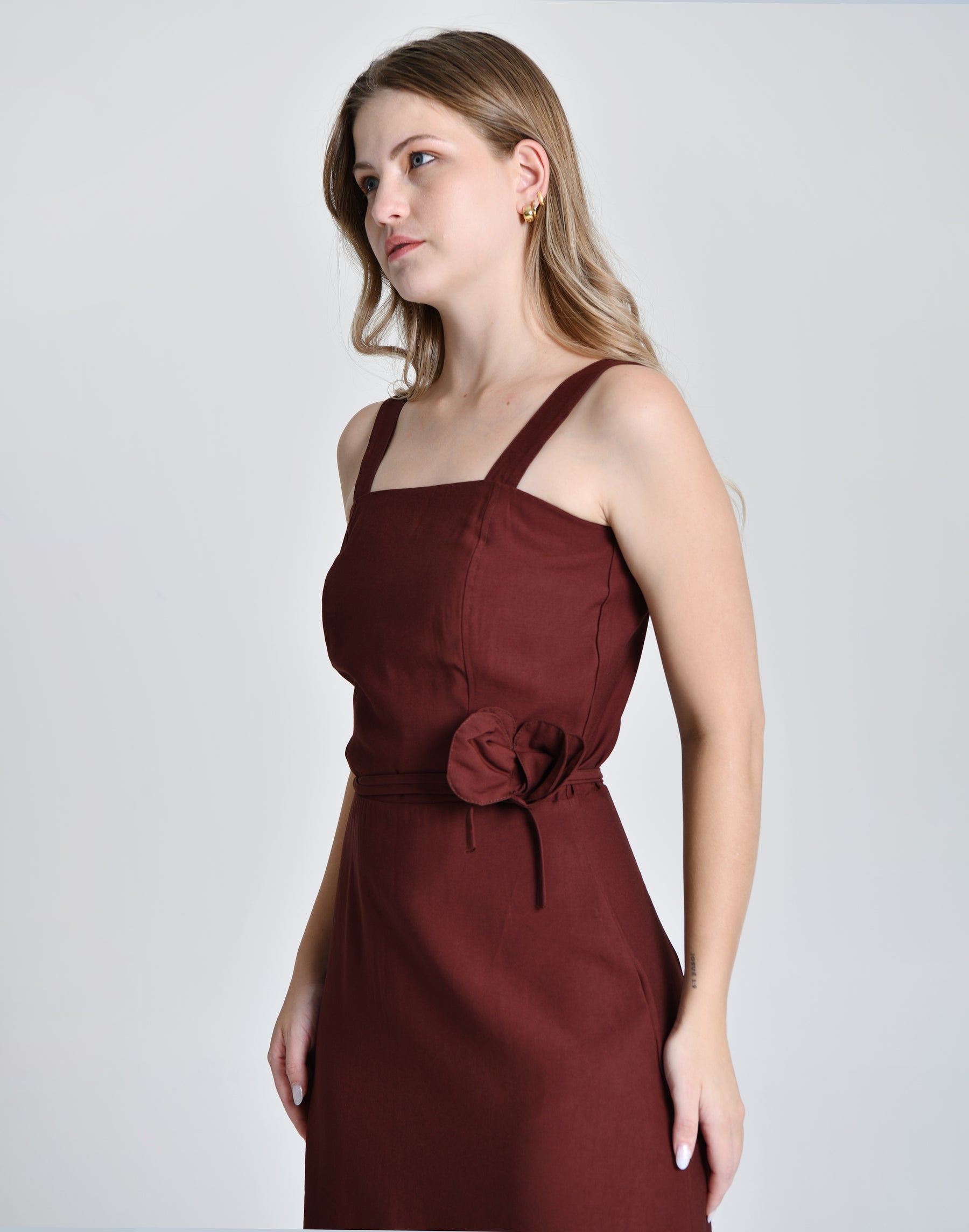 Vestido Alfaiataria Cinto Flor Cod 6000952
