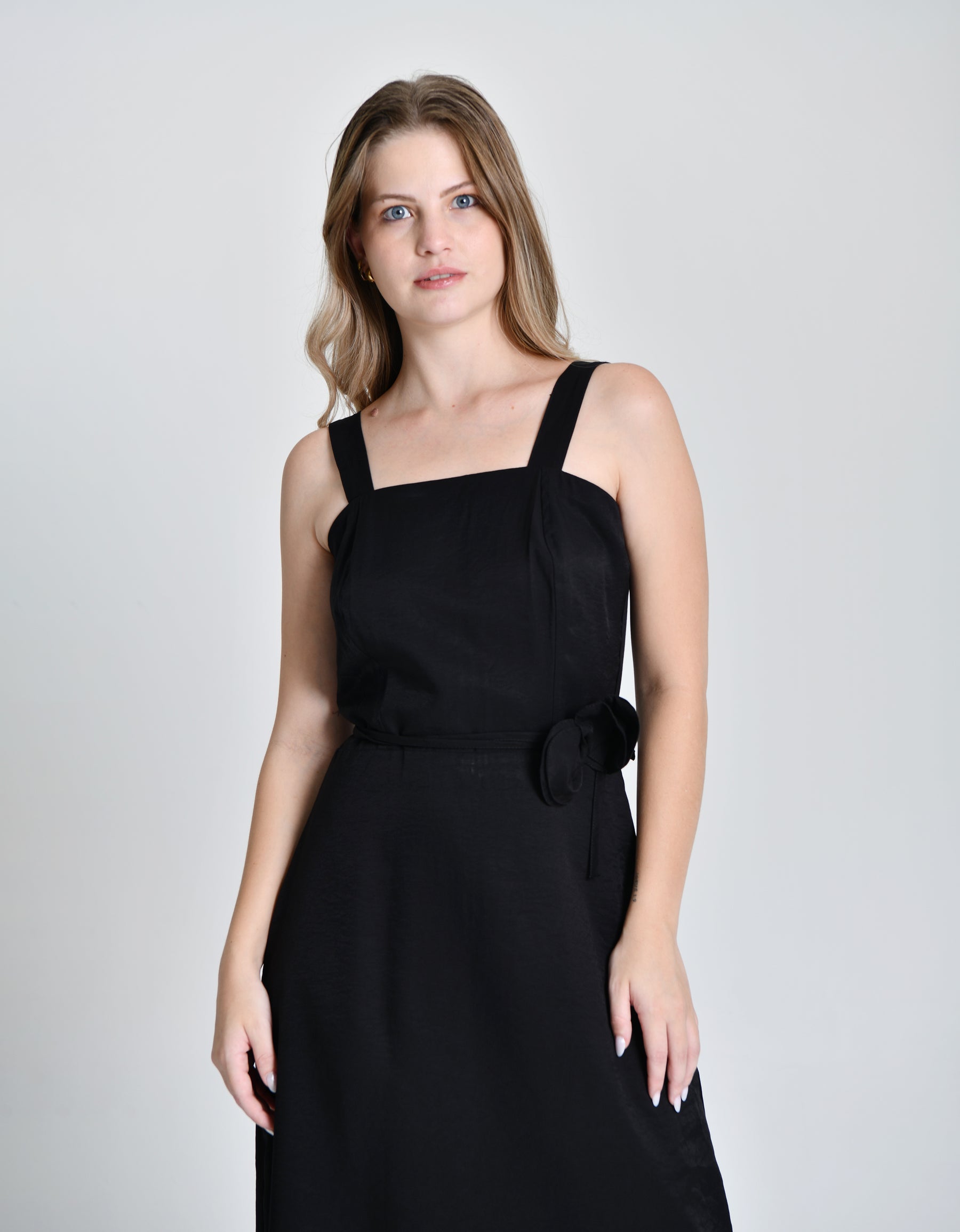 Vestido Alfaiataria Cinto Flor Cod 6000952