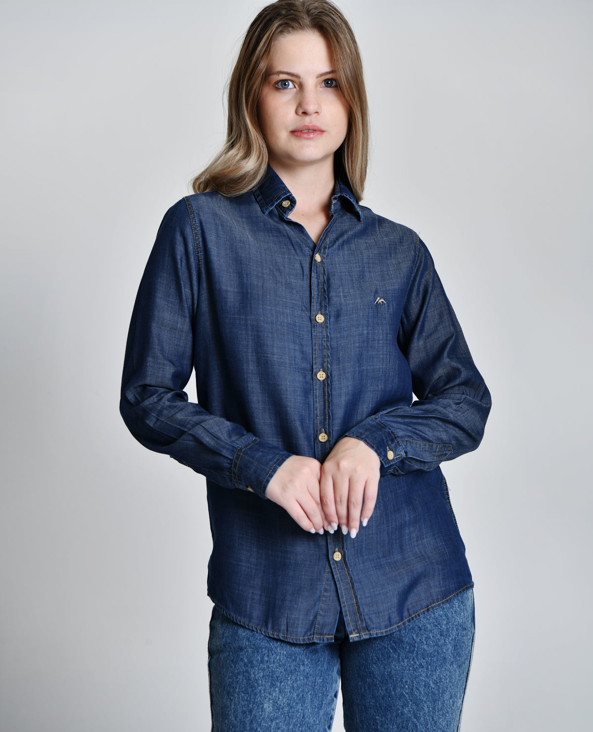 Camisa Jeans Escuro