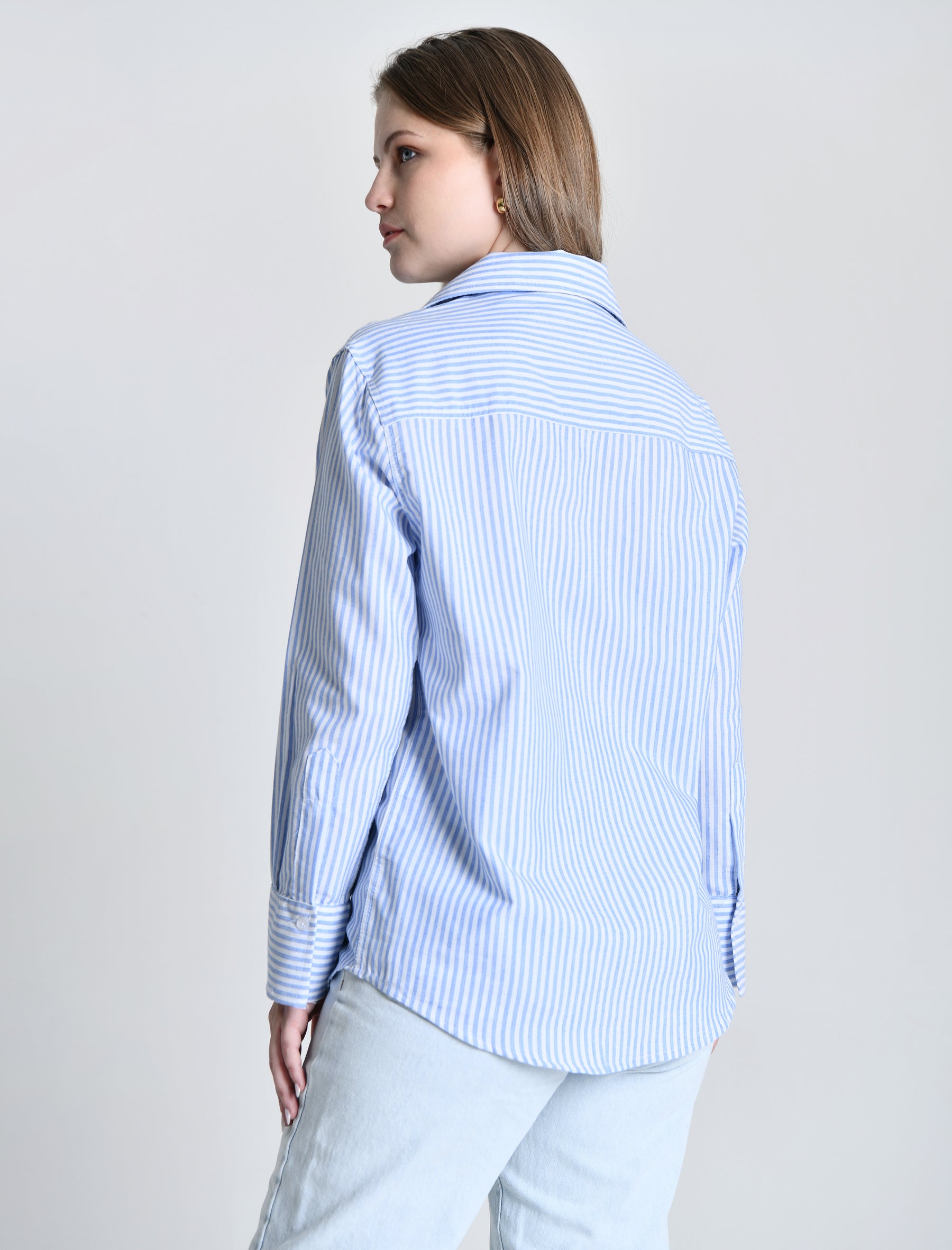 Camisa Listrada Azul e Branca